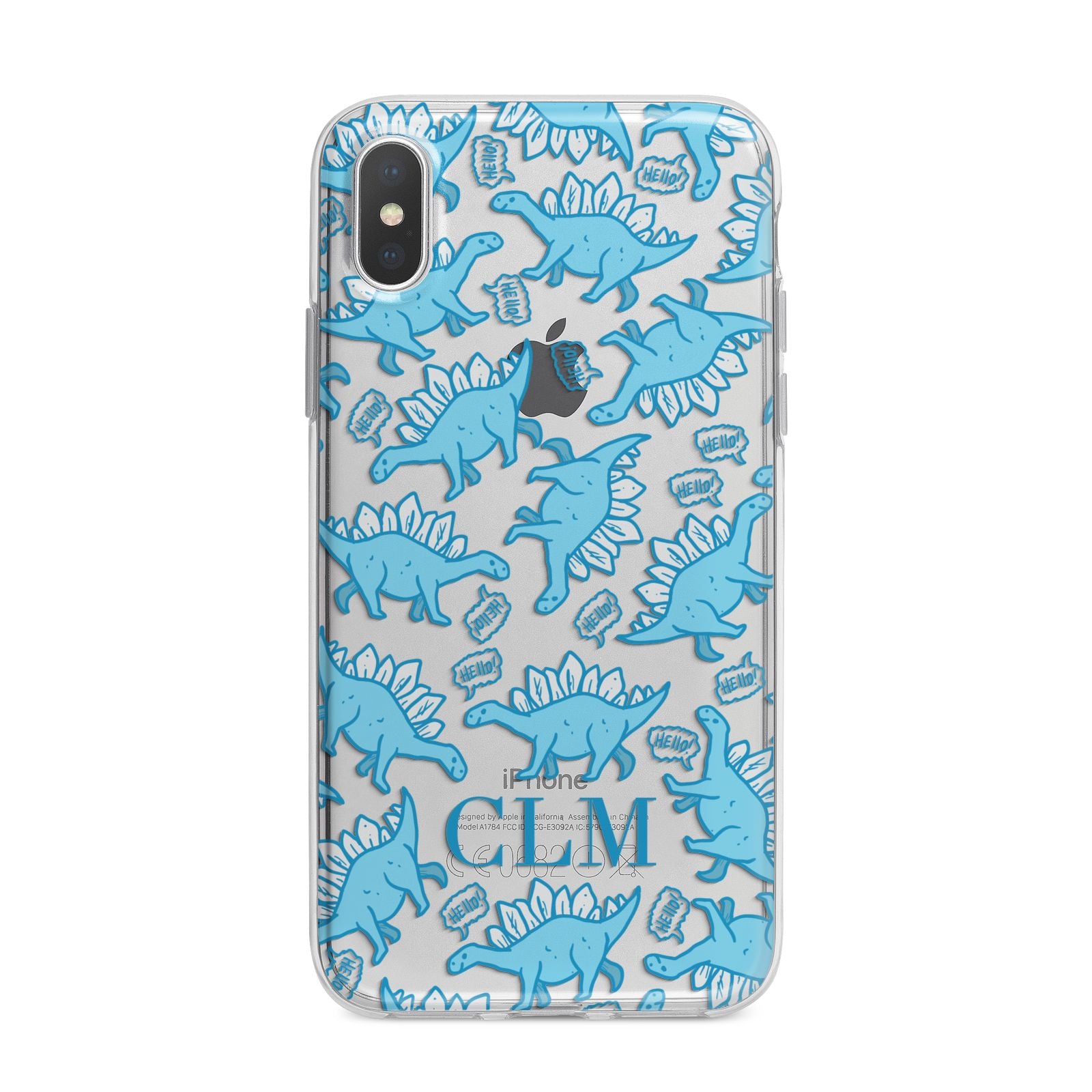 Personalised Dinosaur Initials iPhone X Bumper Case on Silver iPhone Alternative Image 1