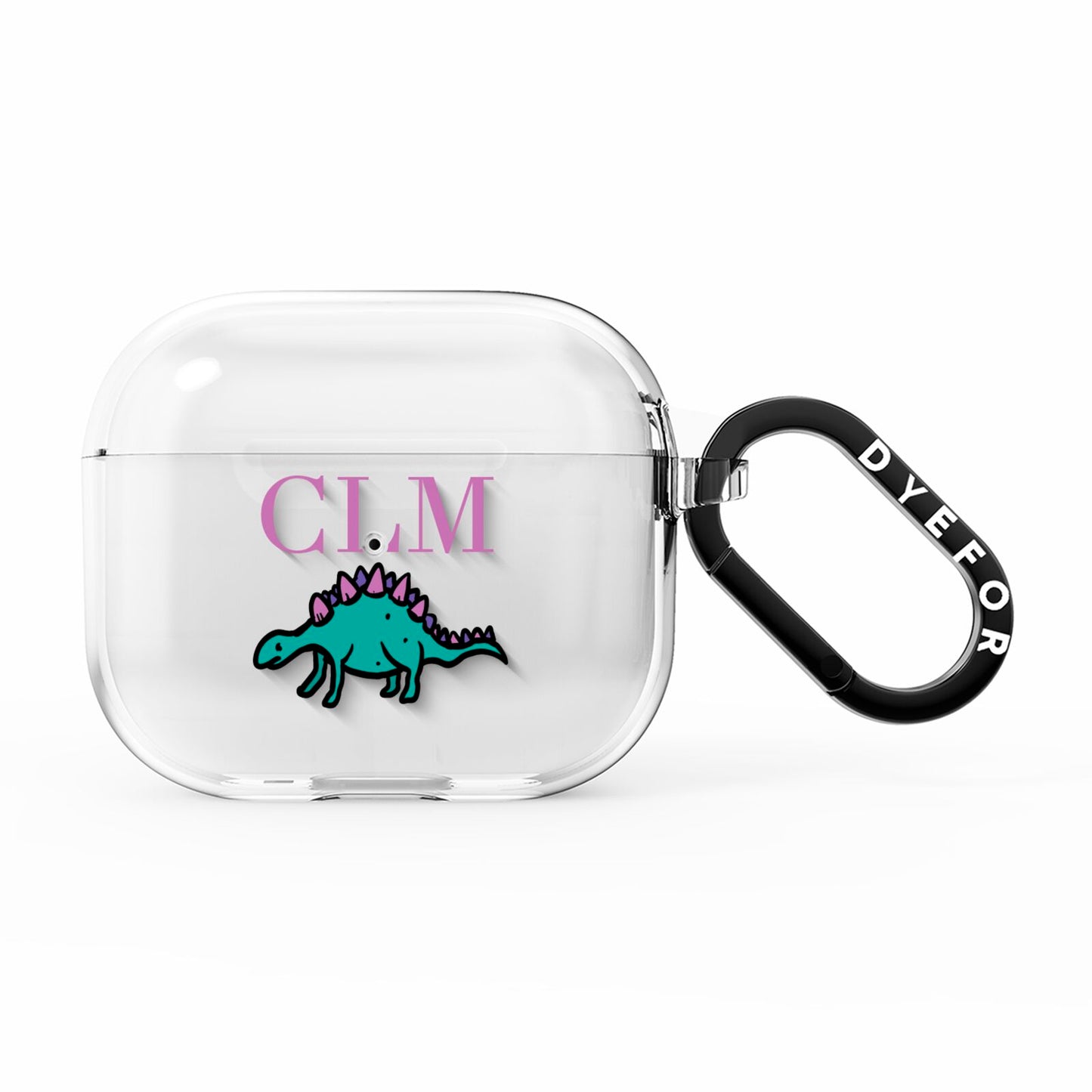 Personalised Dinosaur Monogrammed AirPods Clear Case 3rd Gen