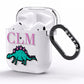 Personalised Dinosaur Monogrammed AirPods Clear Case Side Image