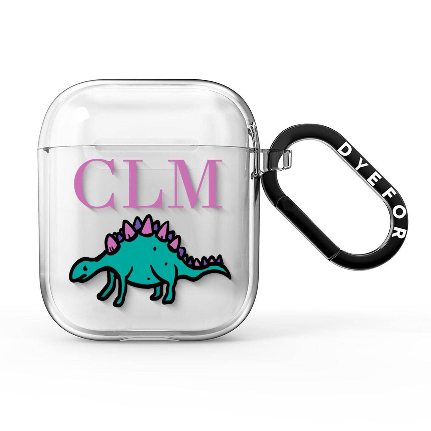 Personalised Dinosaur Monogrammed AirPods Clear Case