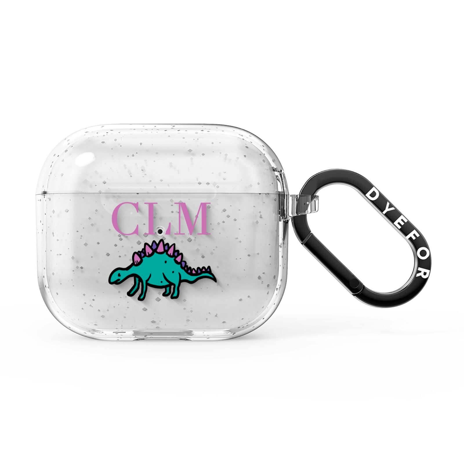 Personalised Dinosaur Monogrammed AirPods Glitter Case 3rd Gen