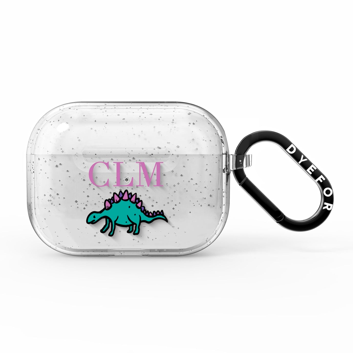 Personalised Dinosaur Monogrammed AirPods Pro Glitter Case