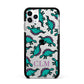 Personalised Dinosaur Monogrammed Apple iPhone 11 Pro Max in Silver with Black Impact Case