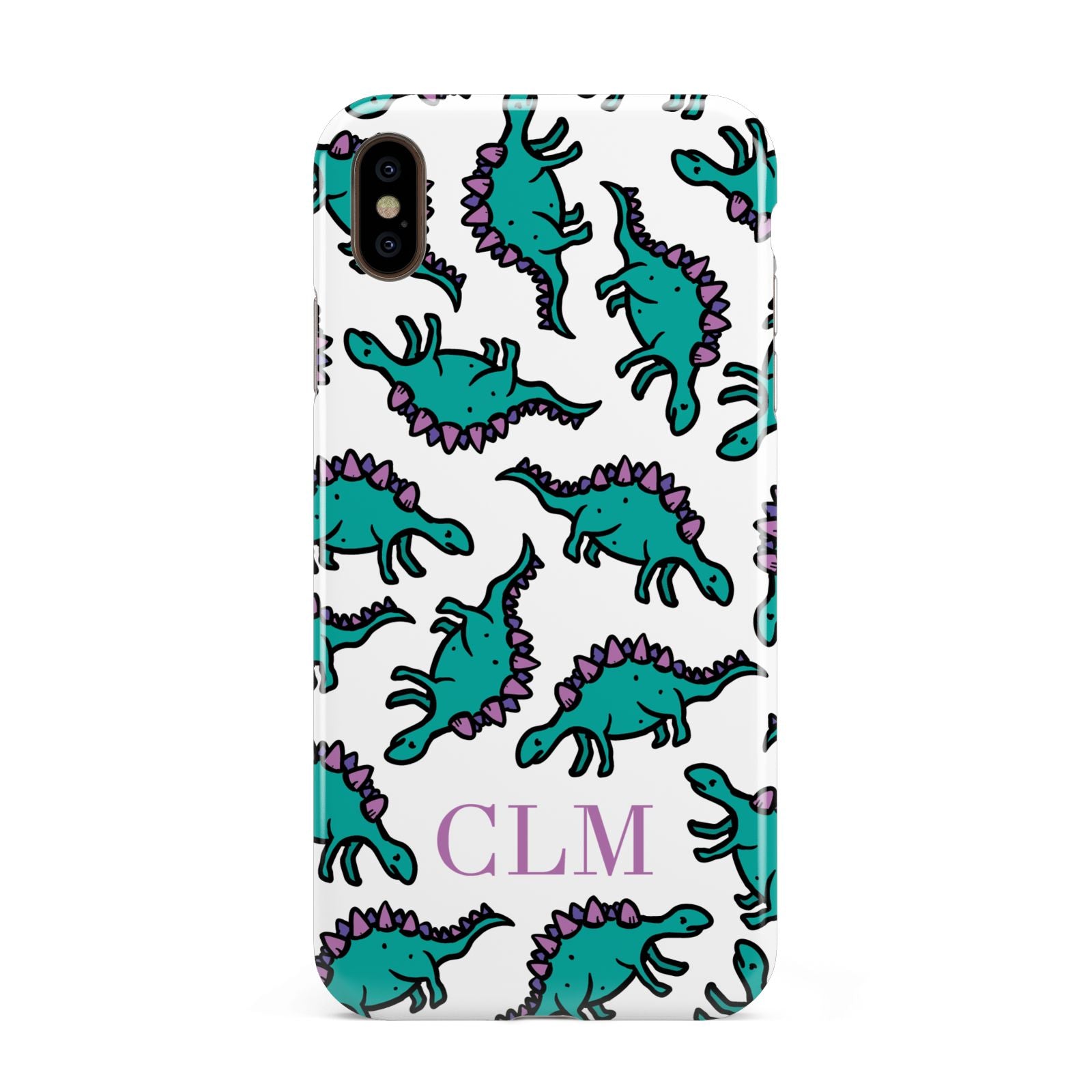 Personalised Dinosaur Monogrammed Apple iPhone Xs Max 3D Tough Case