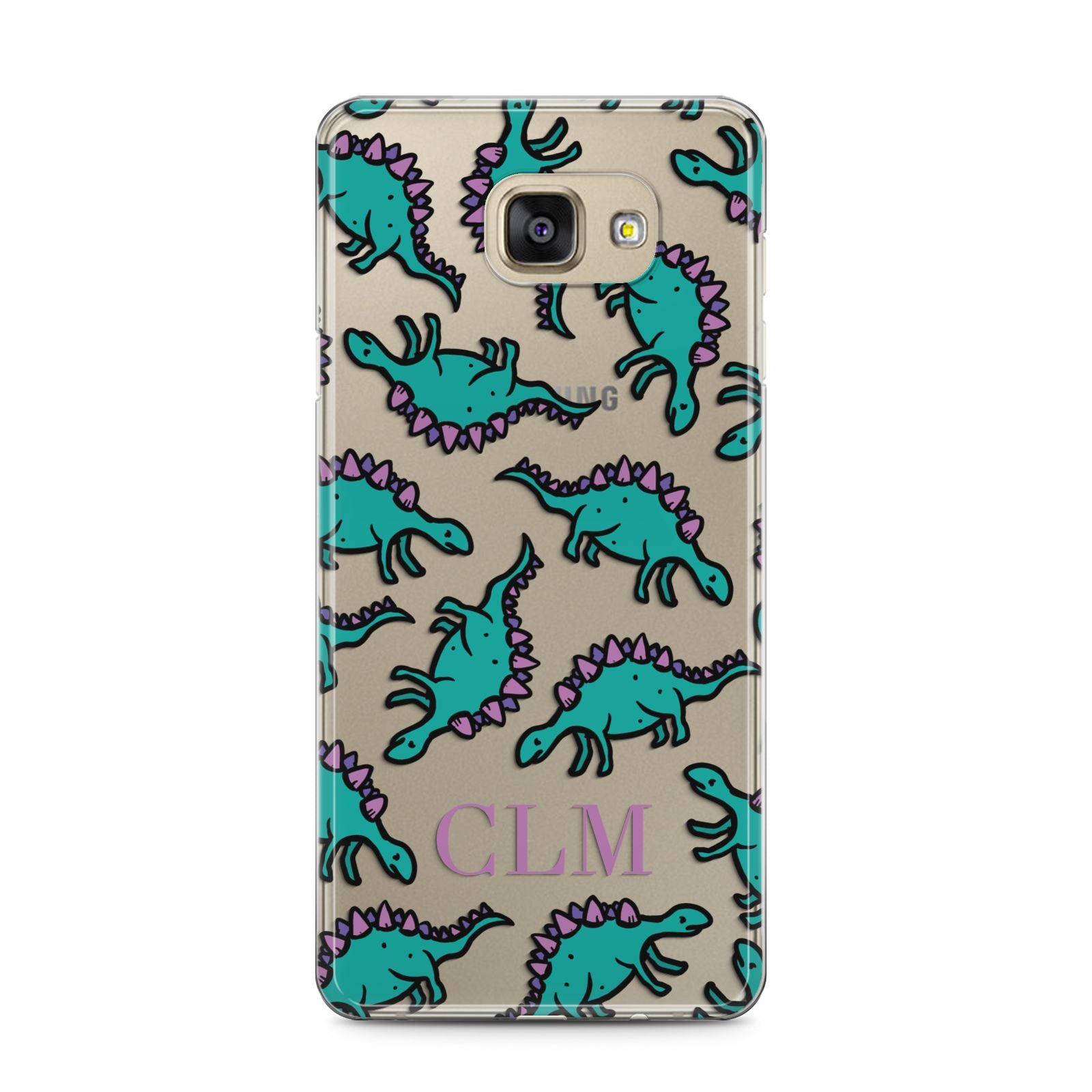 Personalised Dinosaur Monogrammed Samsung Galaxy A5 2016 Case on gold phone