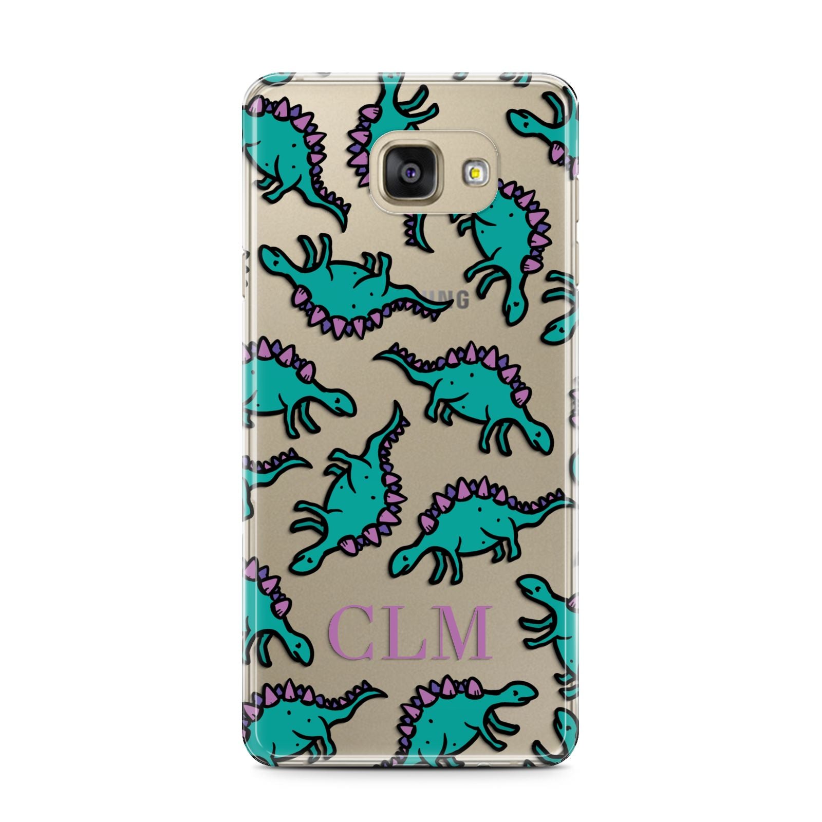 Personalised Dinosaur Monogrammed Samsung Galaxy A7 2016 Case on gold phone
