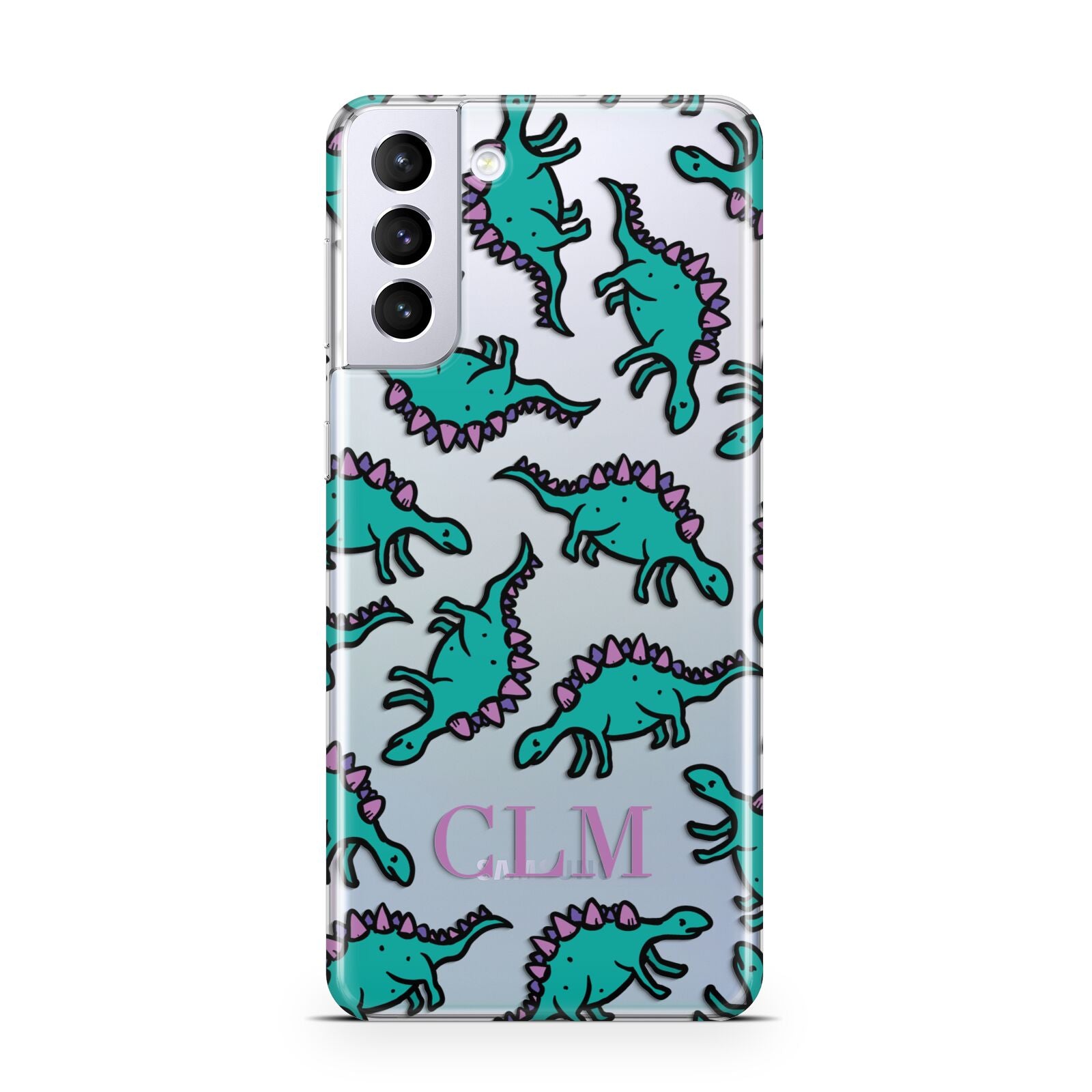 Personalised Dinosaur Monogrammed Samsung S21 Plus Phone Case