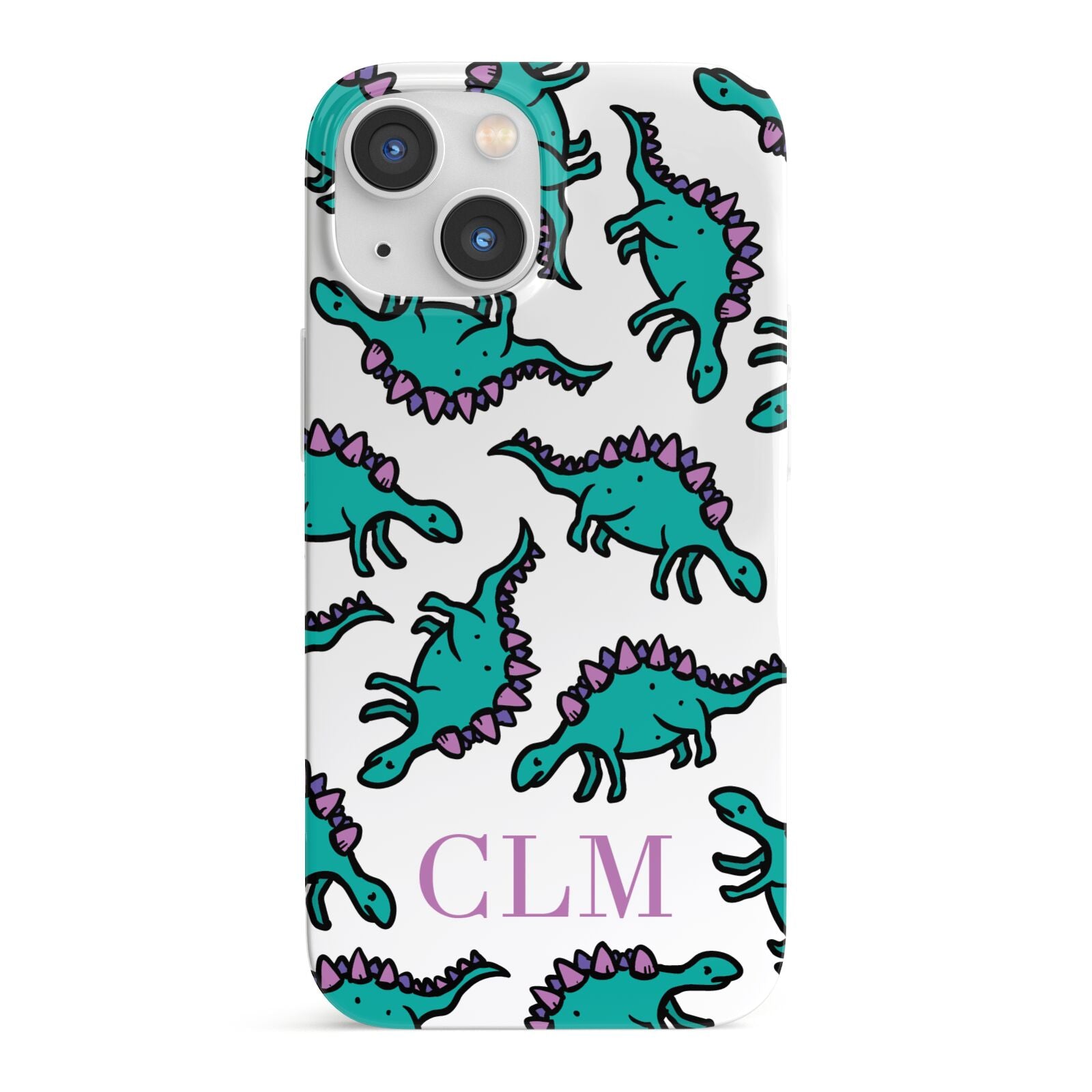 Personalised Dinosaur Monogrammed iPhone 13 Mini Full Wrap 3D Snap Case