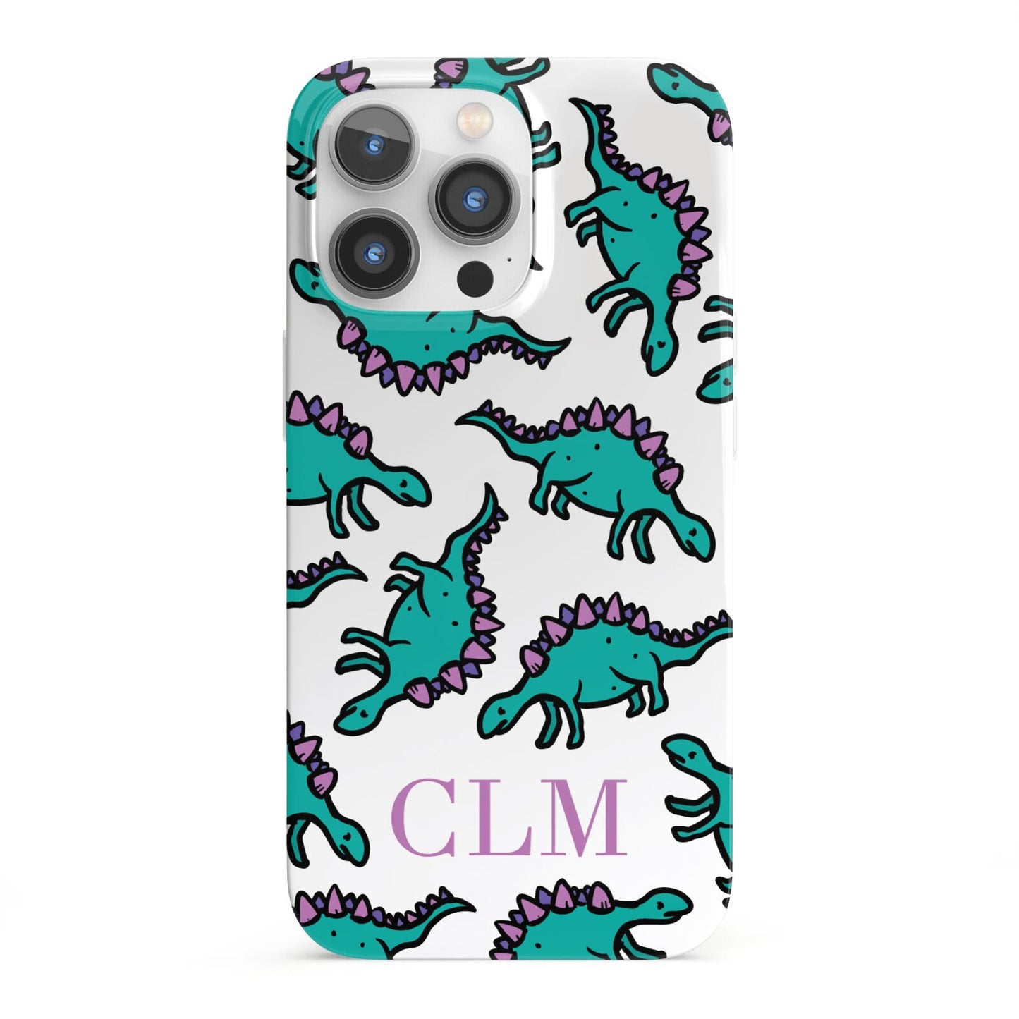 Personalised Dinosaur Monogrammed iPhone 13 Pro Full Wrap 3D Snap Case