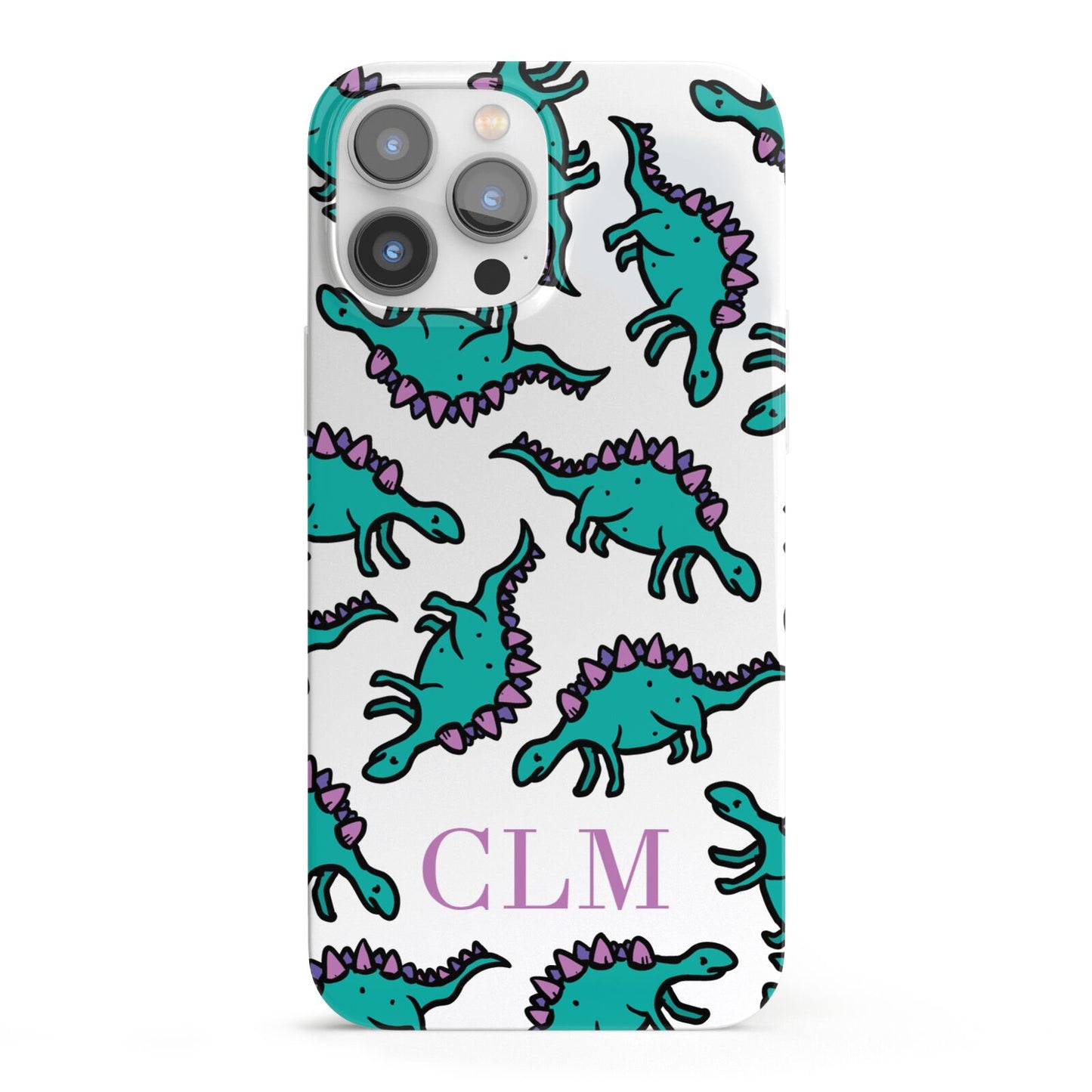 Personalised Dinosaur Monogrammed iPhone 13 Pro Max Full Wrap 3D Snap Case