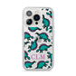 Personalised Dinosaur Monogrammed iPhone 14 Pro Clear Tough Case Silver