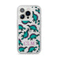 Personalised Dinosaur Monogrammed iPhone 14 Pro Glitter Tough Case Silver