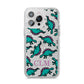 Personalised Dinosaur Monogrammed iPhone 14 Pro Max Glitter Tough Case Silver