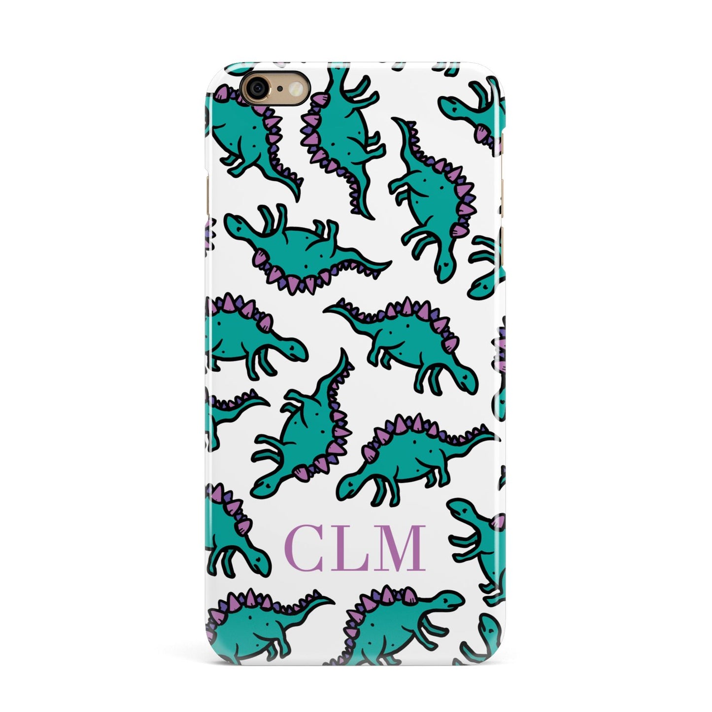 Personalised Dinosaur Monogrammed iPhone 6 Plus 3D Snap Case on Gold Phone