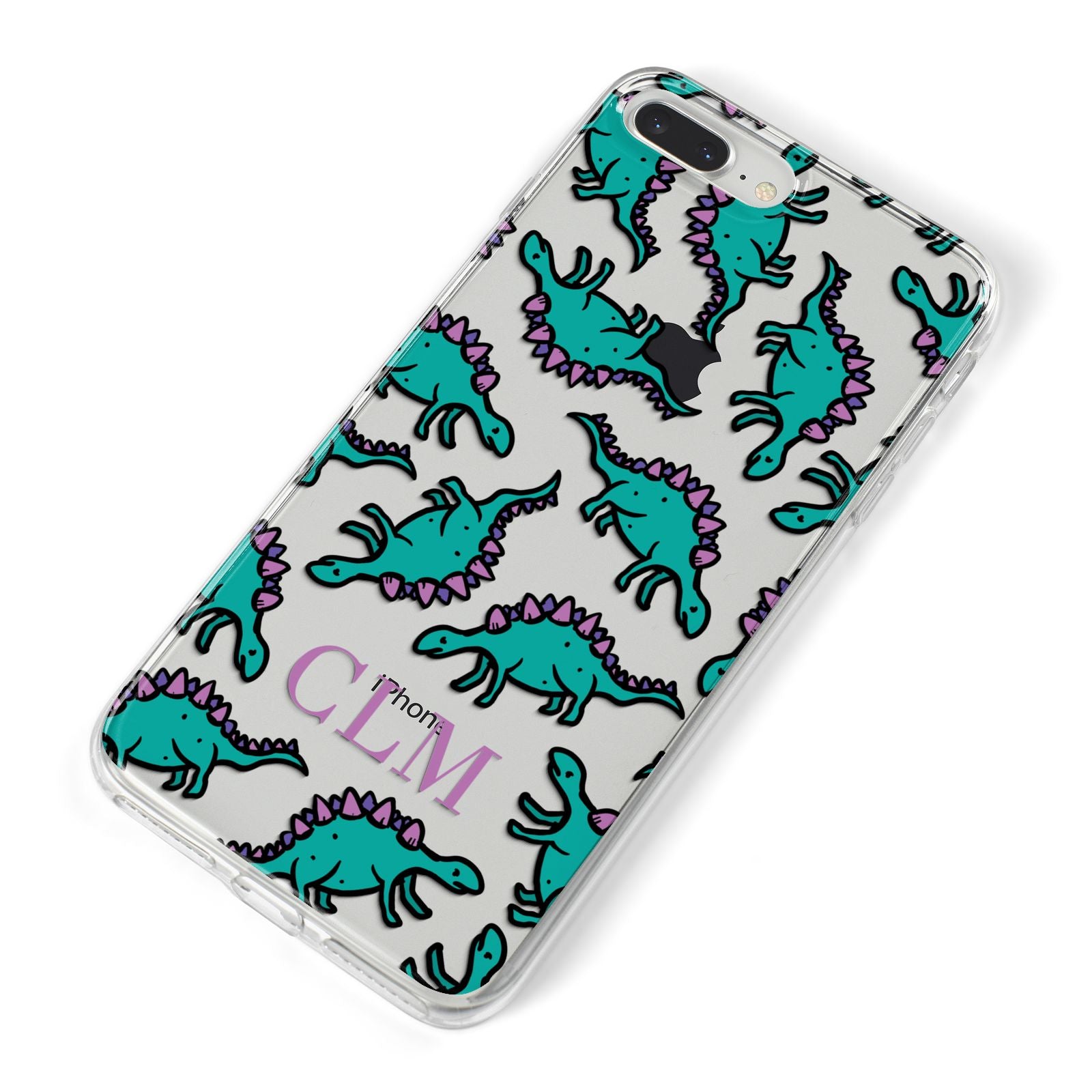 Personalised Dinosaur Monogrammed iPhone 8 Plus Bumper Case on Silver iPhone Alternative Image
