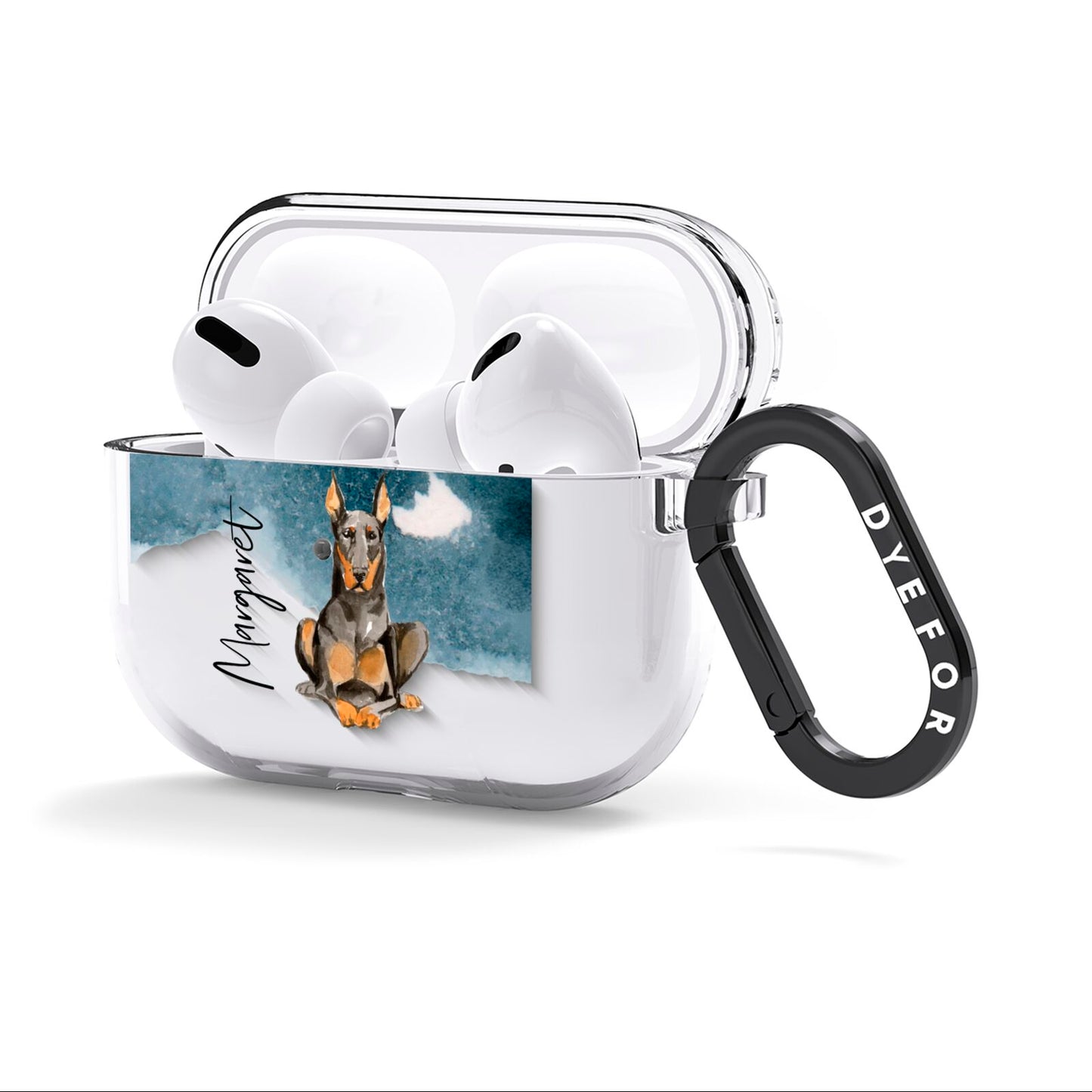Personalised Doberman Dog AirPods Clear Case 3rd Gen Side Image
