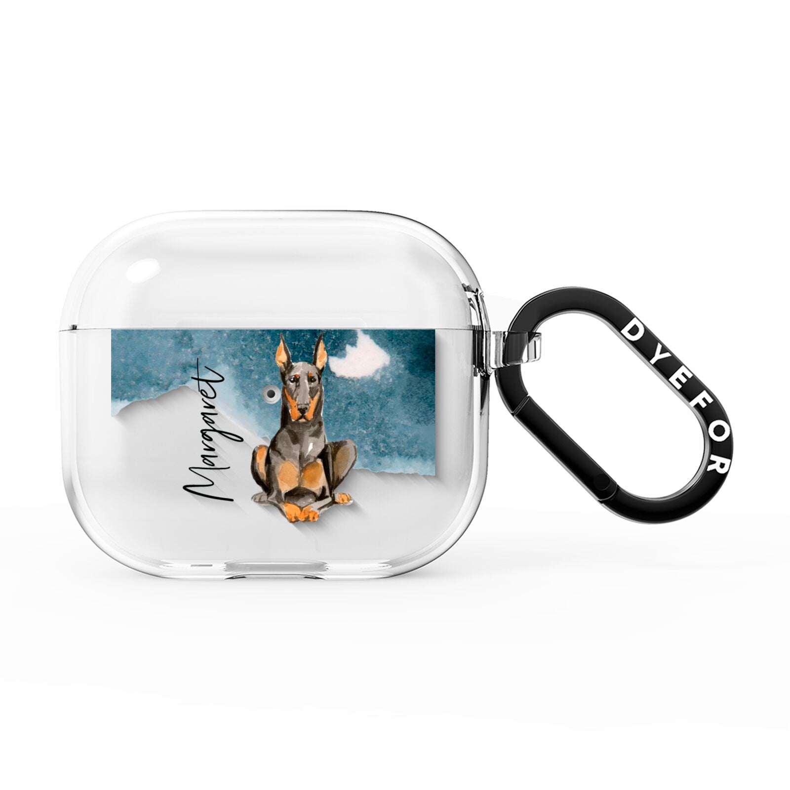 Personalised Doberman Dog AirPods Clear Case 3rd Gen