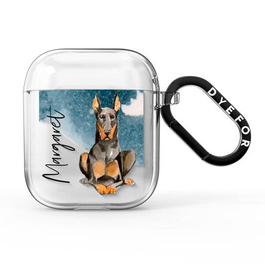 Personalised Doberman Dog AirPods Clear Case