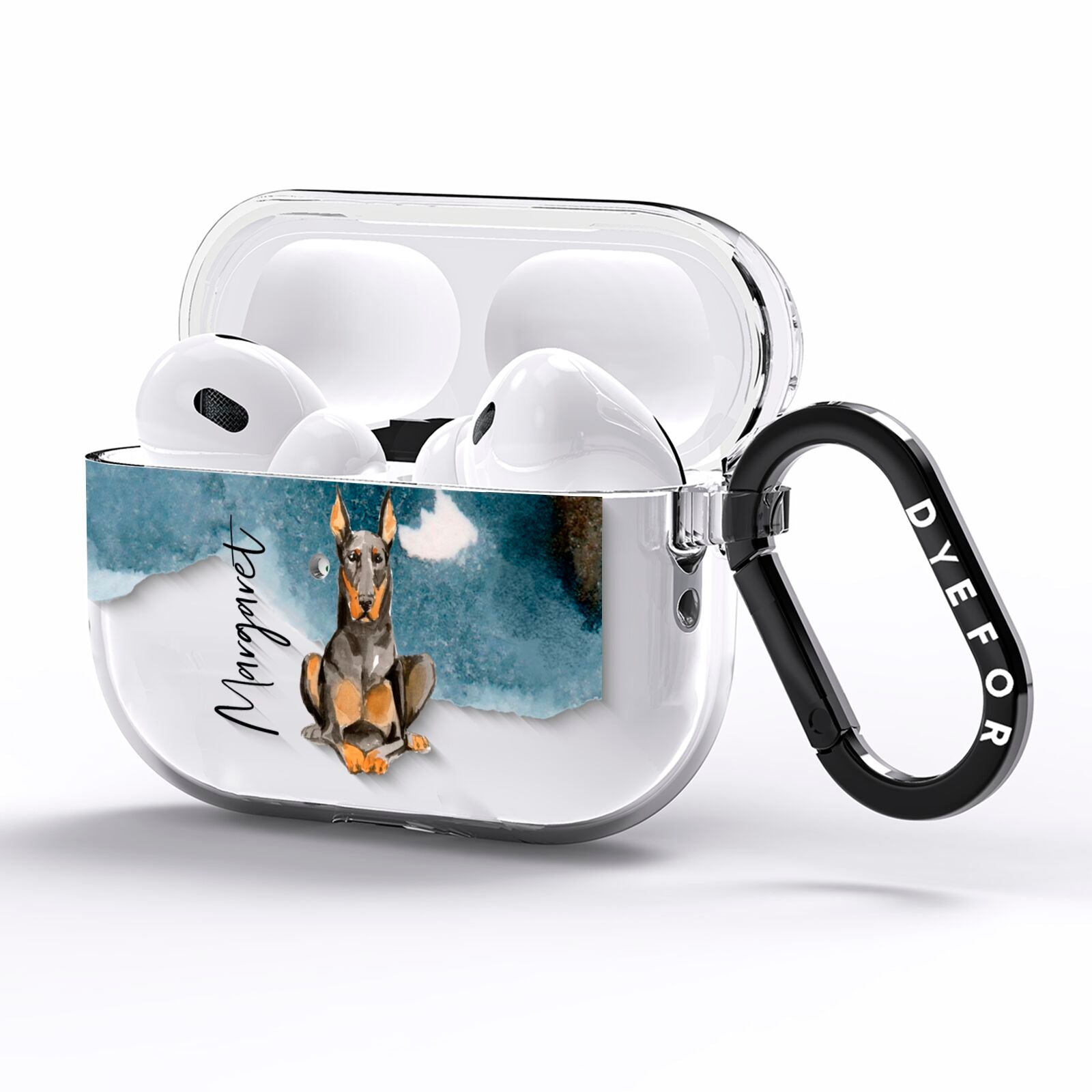 Personalised Doberman Dog AirPods Pro Clear Case Side Image