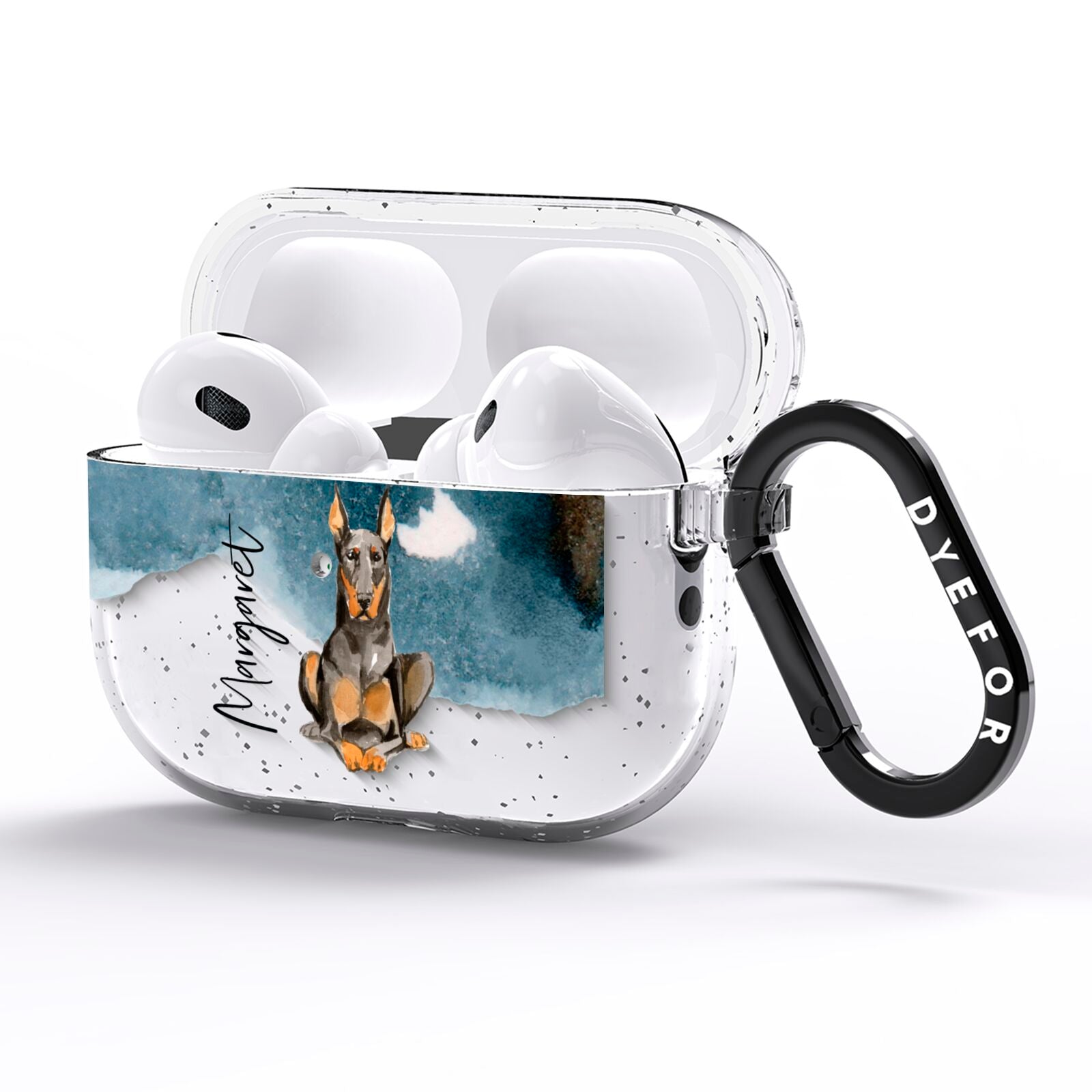 Personalised Doberman Dog AirPods Pro Glitter Case Side Image