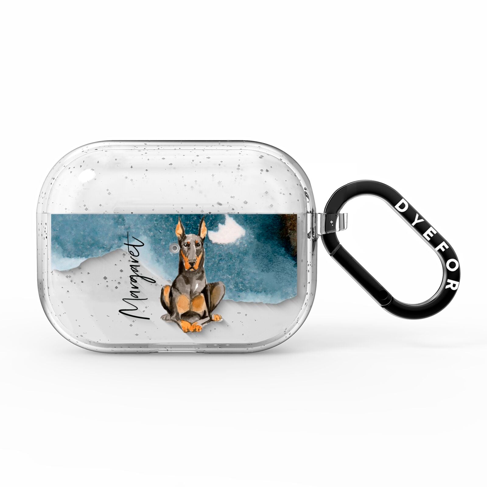 Personalised Doberman Dog AirPods Pro Glitter Case