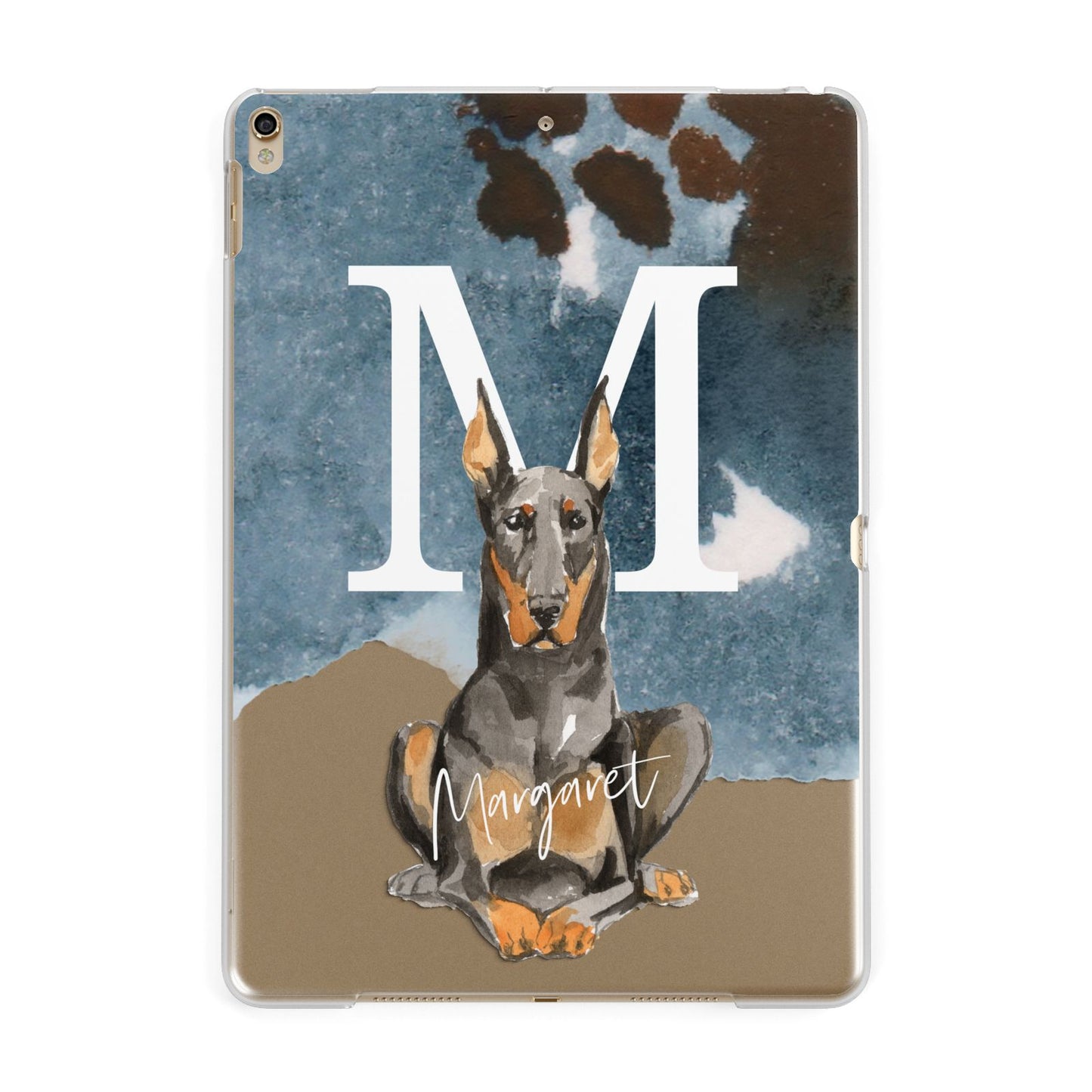 Personalised Doberman Dog Apple iPad Gold Case