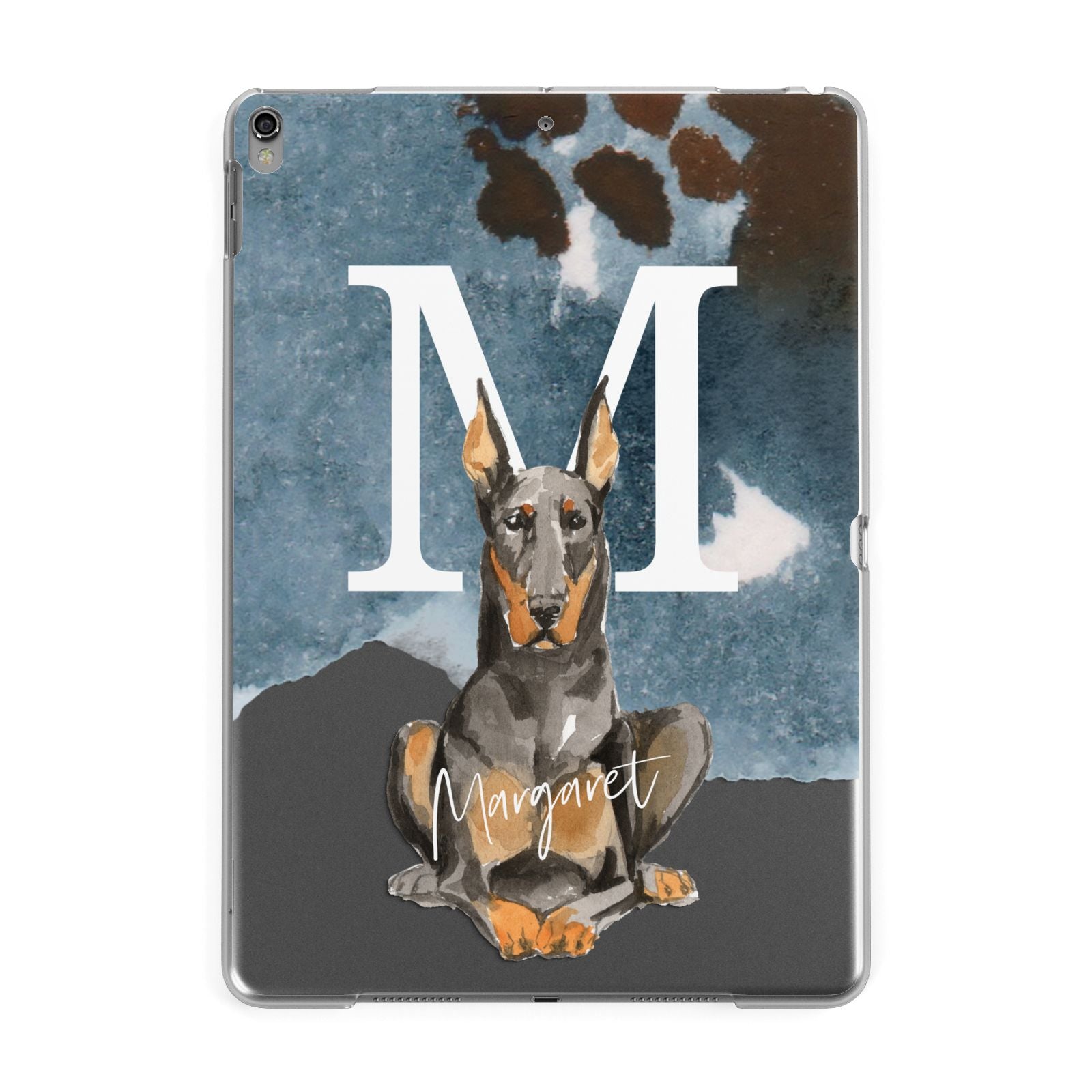 Personalised Doberman Dog Apple iPad Grey Case