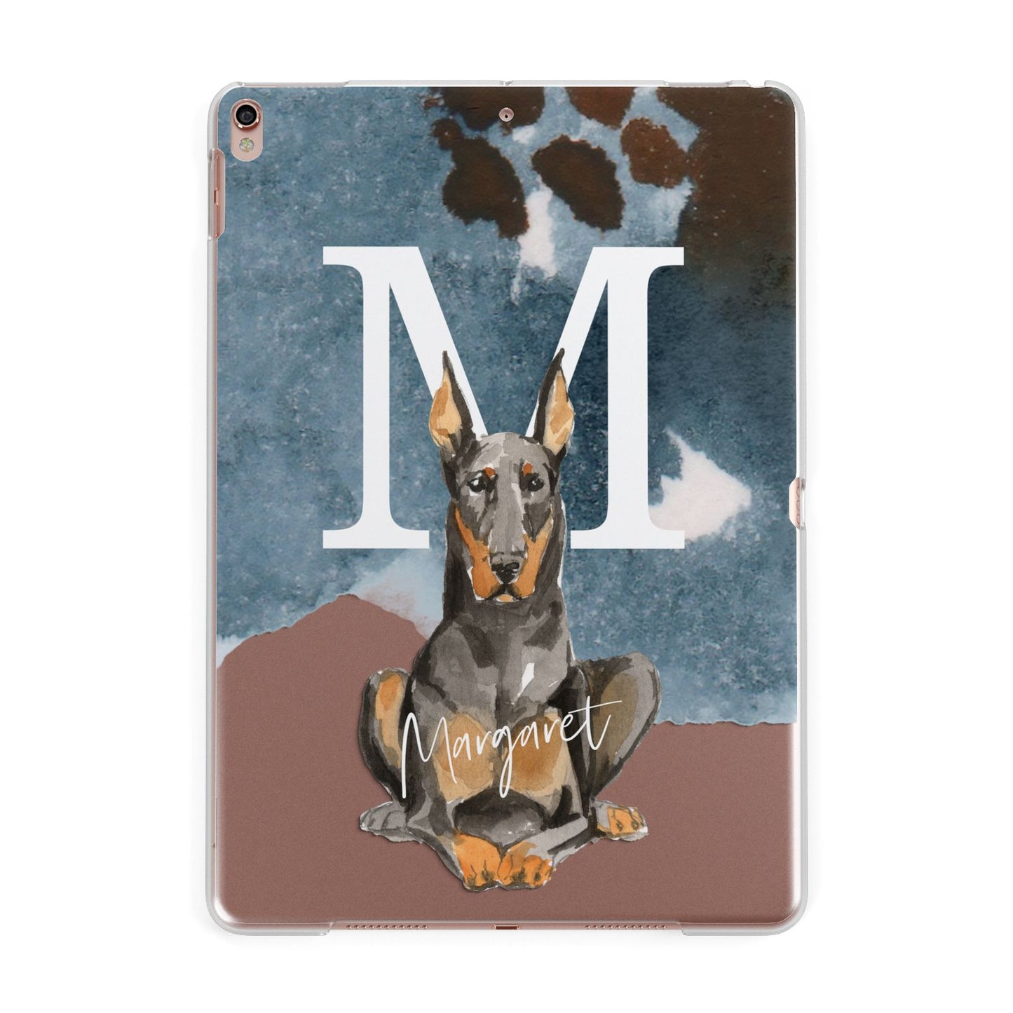 Personalised Doberman Dog Apple iPad Rose Gold Case