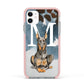Personalised Doberman Dog Apple iPhone 11 in White with Pink Impact Case