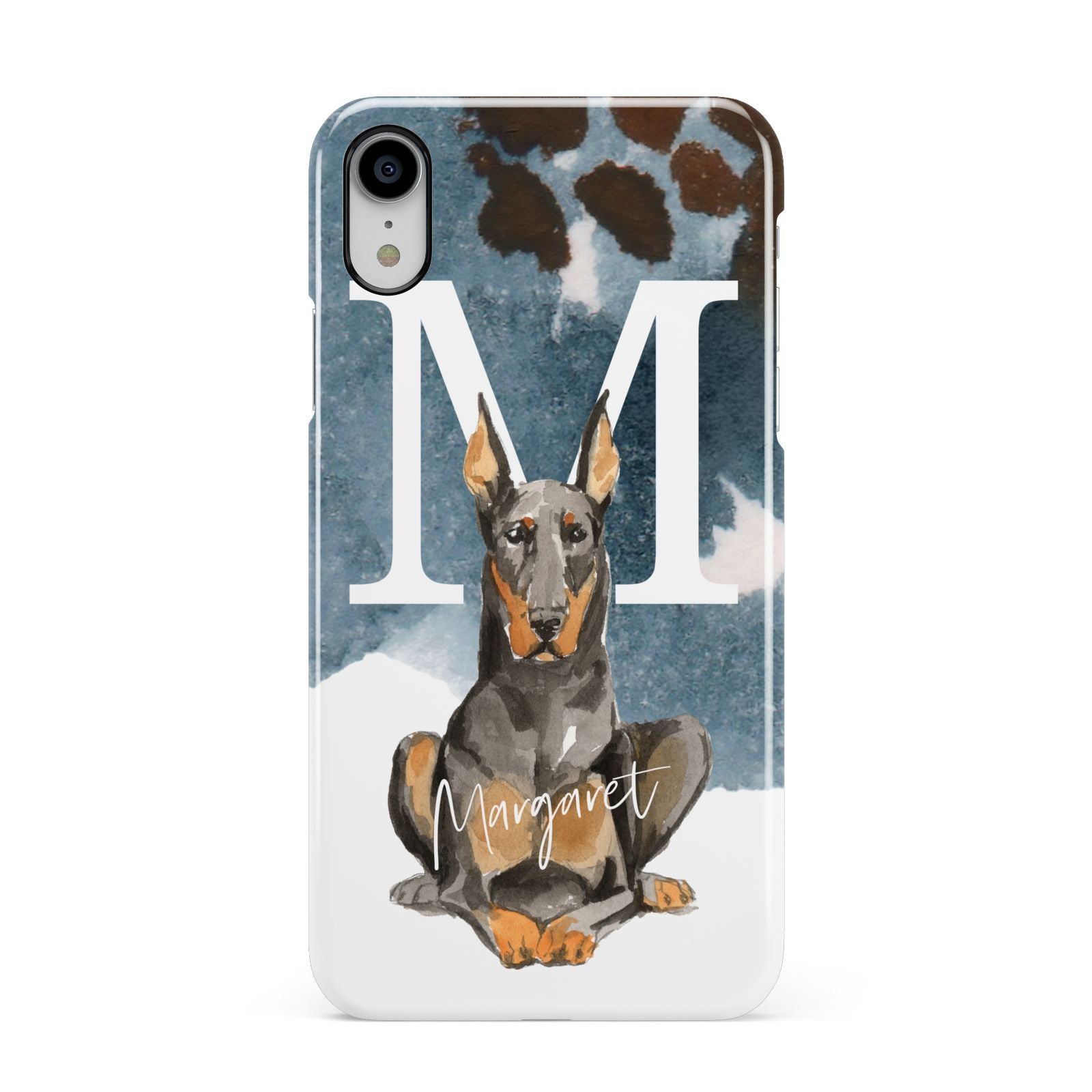 Personalised Doberman Dog Apple iPhone XR White 3D Snap Case