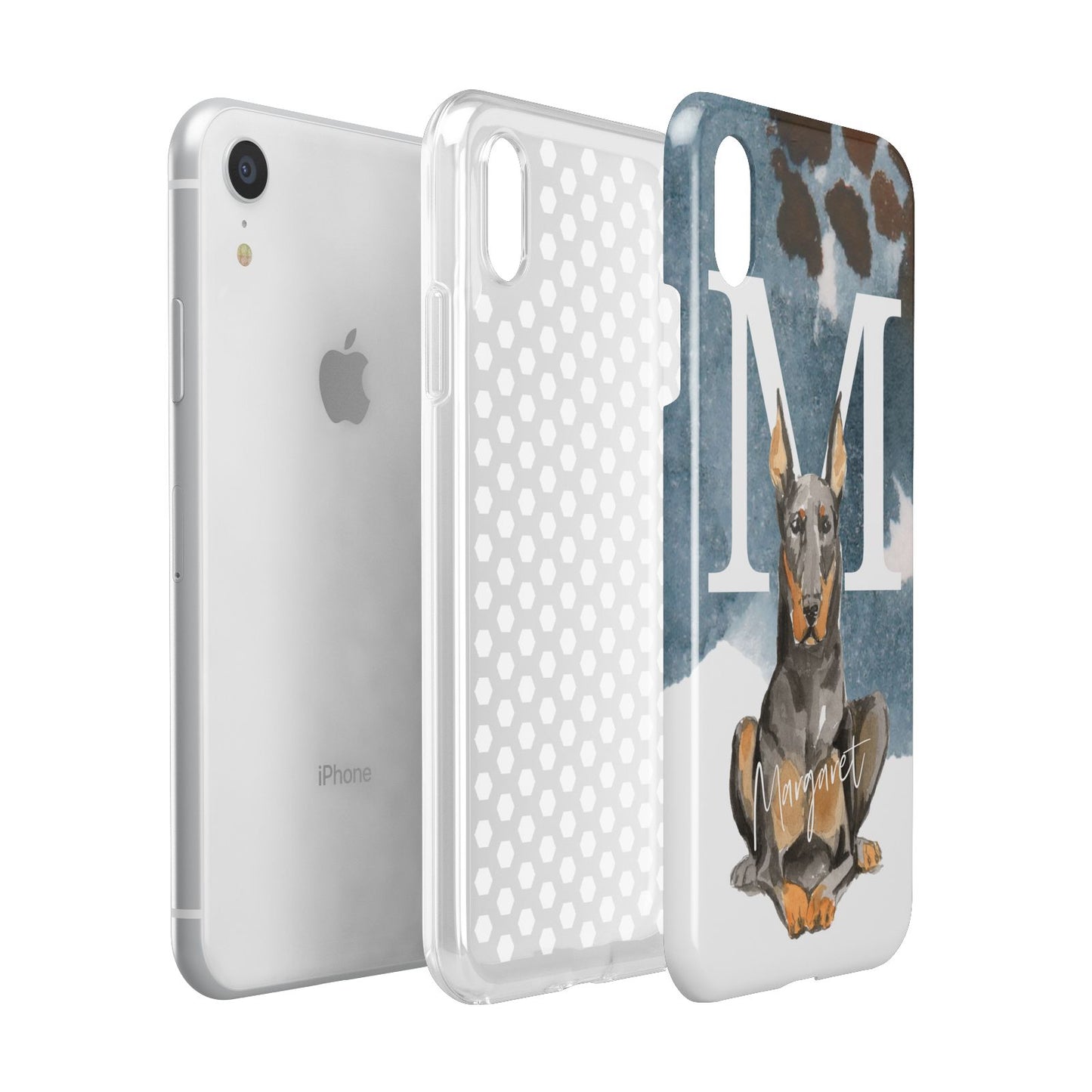 Personalised Doberman Dog Apple iPhone XR White 3D Tough Case Expanded view