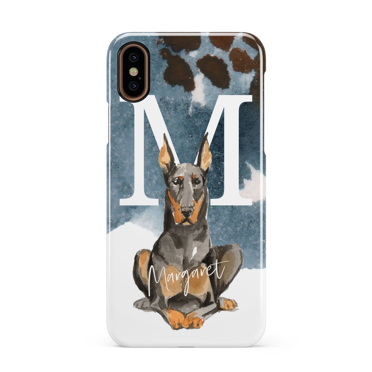 Personalised Doberman Dog Apple iPhone XS 3D Snap Case