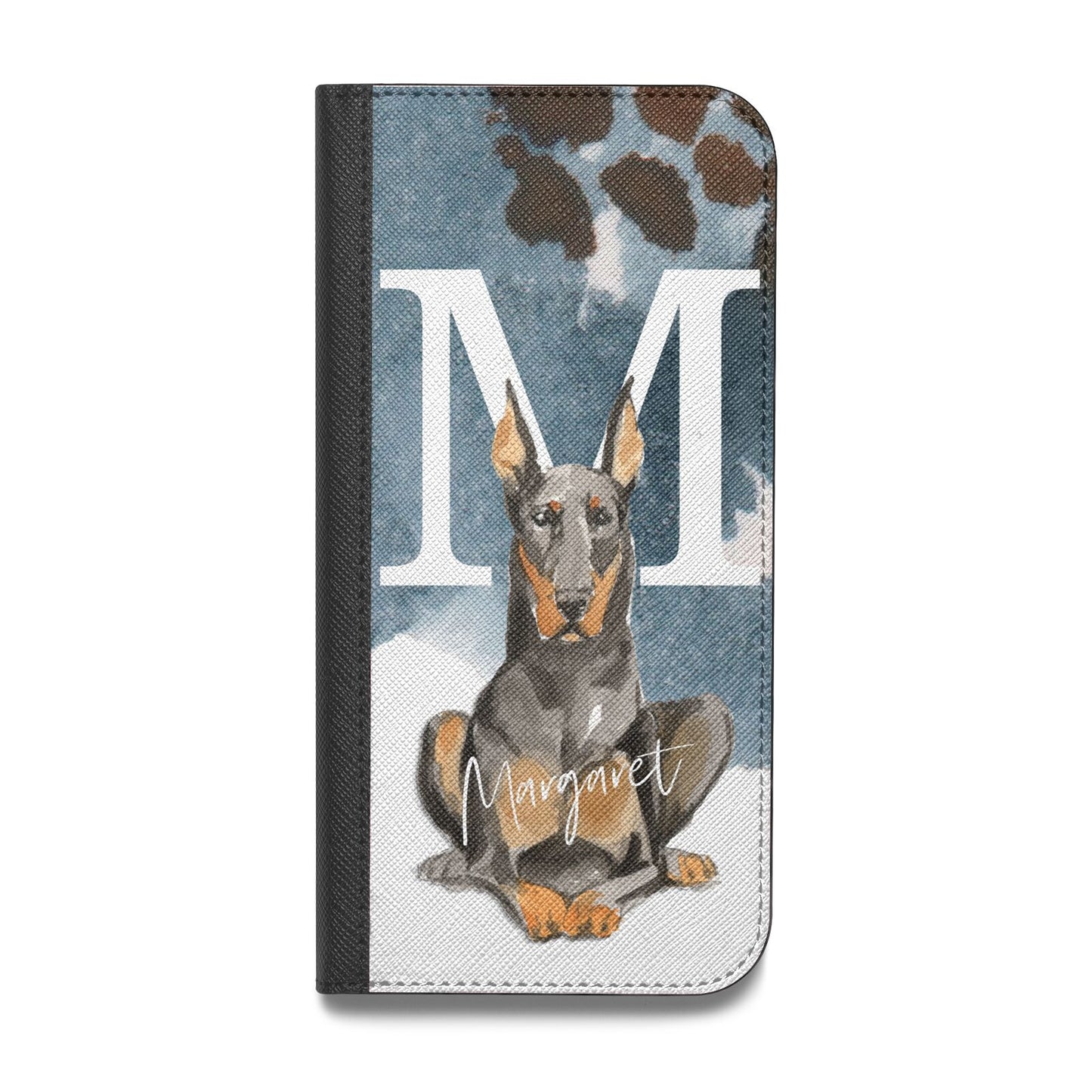 Personalised Doberman Dog Vegan Leather Flip iPhone Case