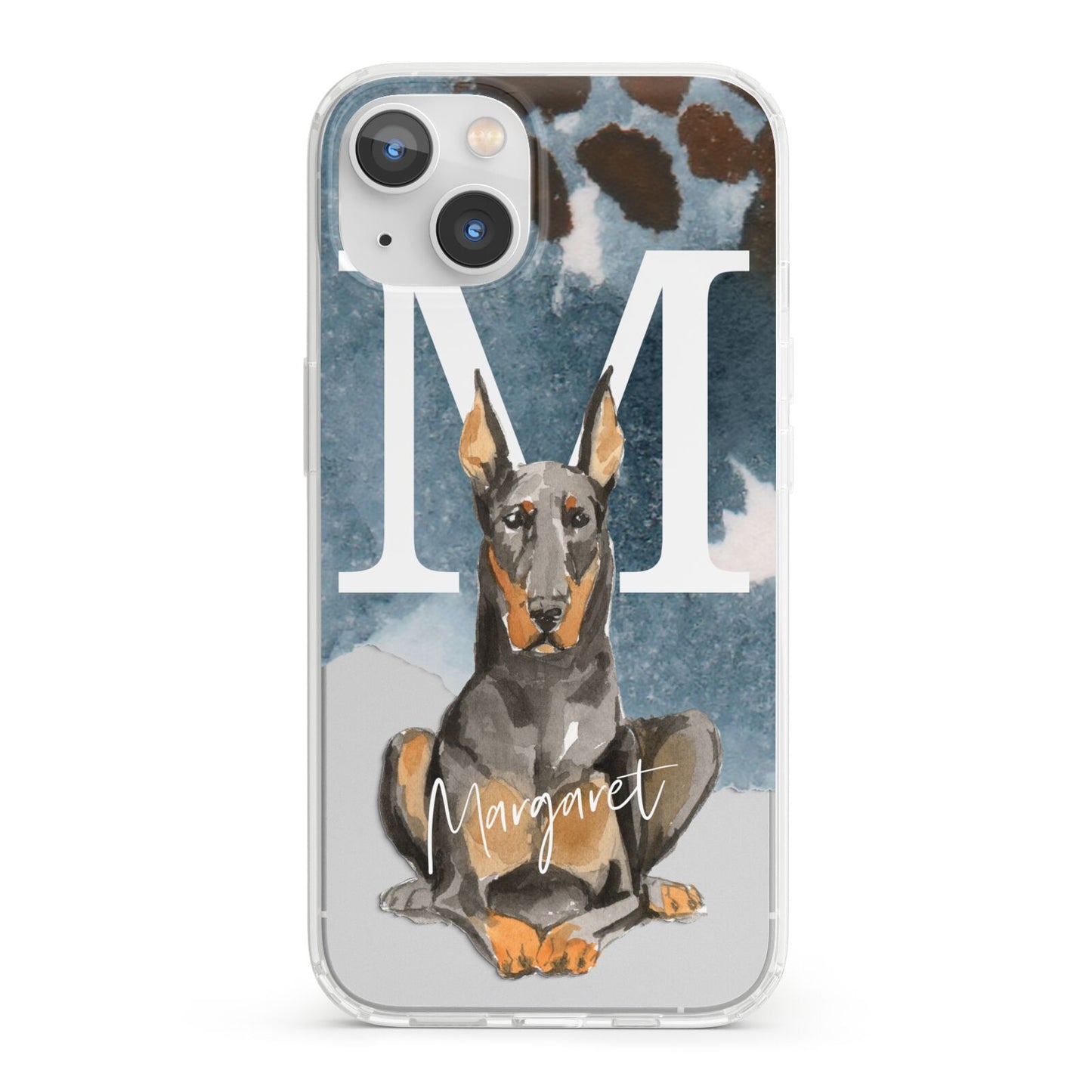 Personalised Doberman Dog iPhone 13 Clear Bumper Case