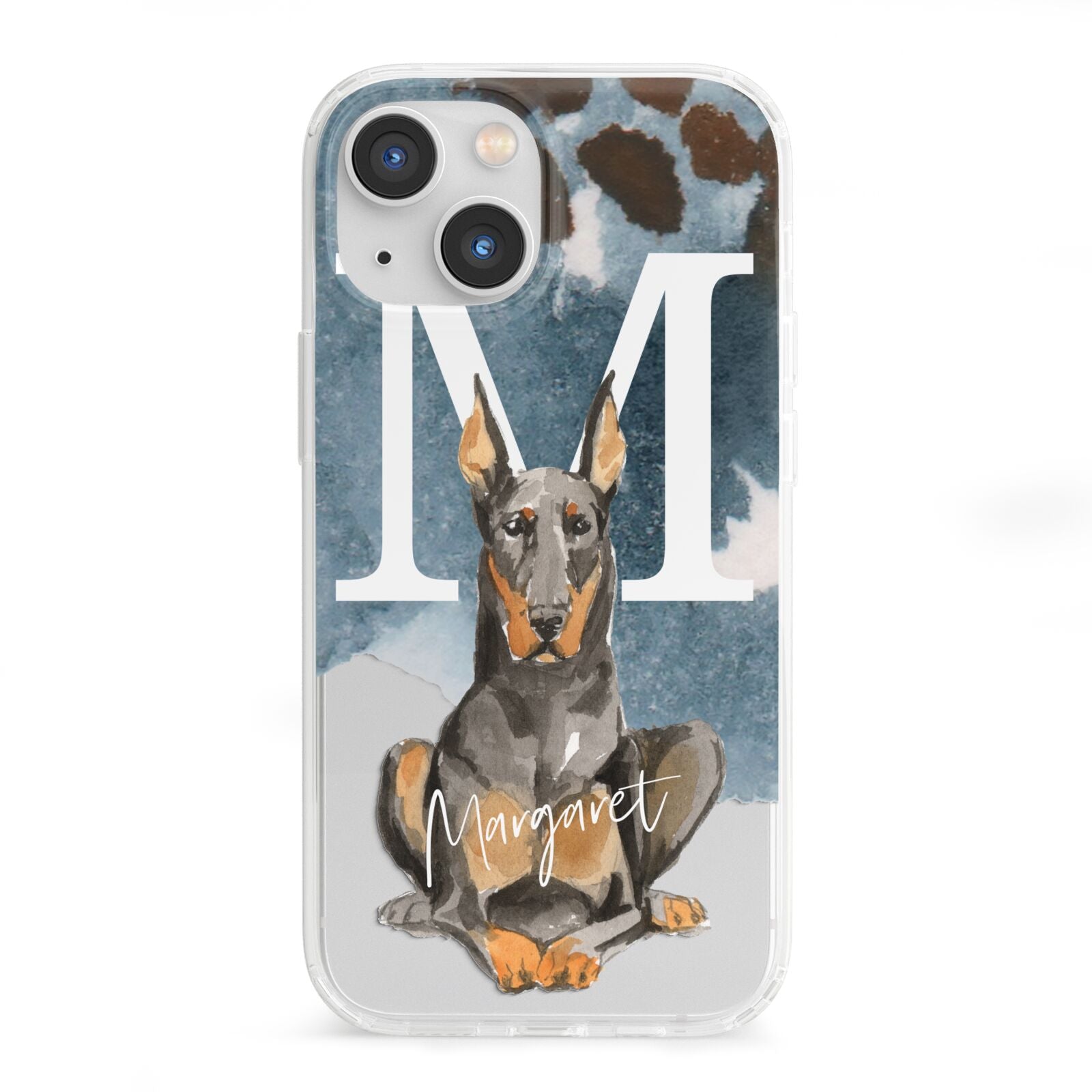 Personalised Doberman Dog iPhone 13 Mini Clear Bumper Case