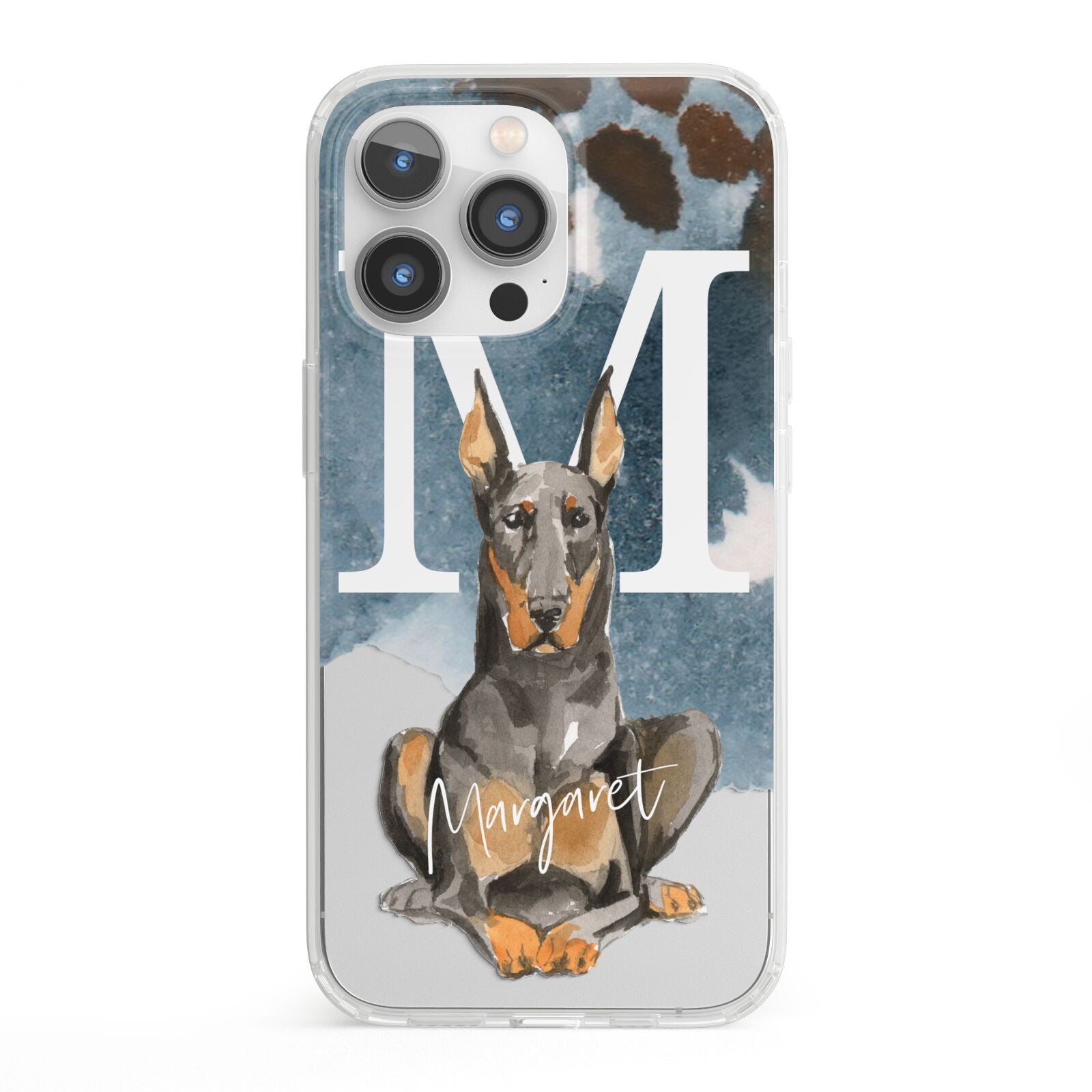 Personalised Doberman Dog iPhone 13 Pro Clear Bumper Case