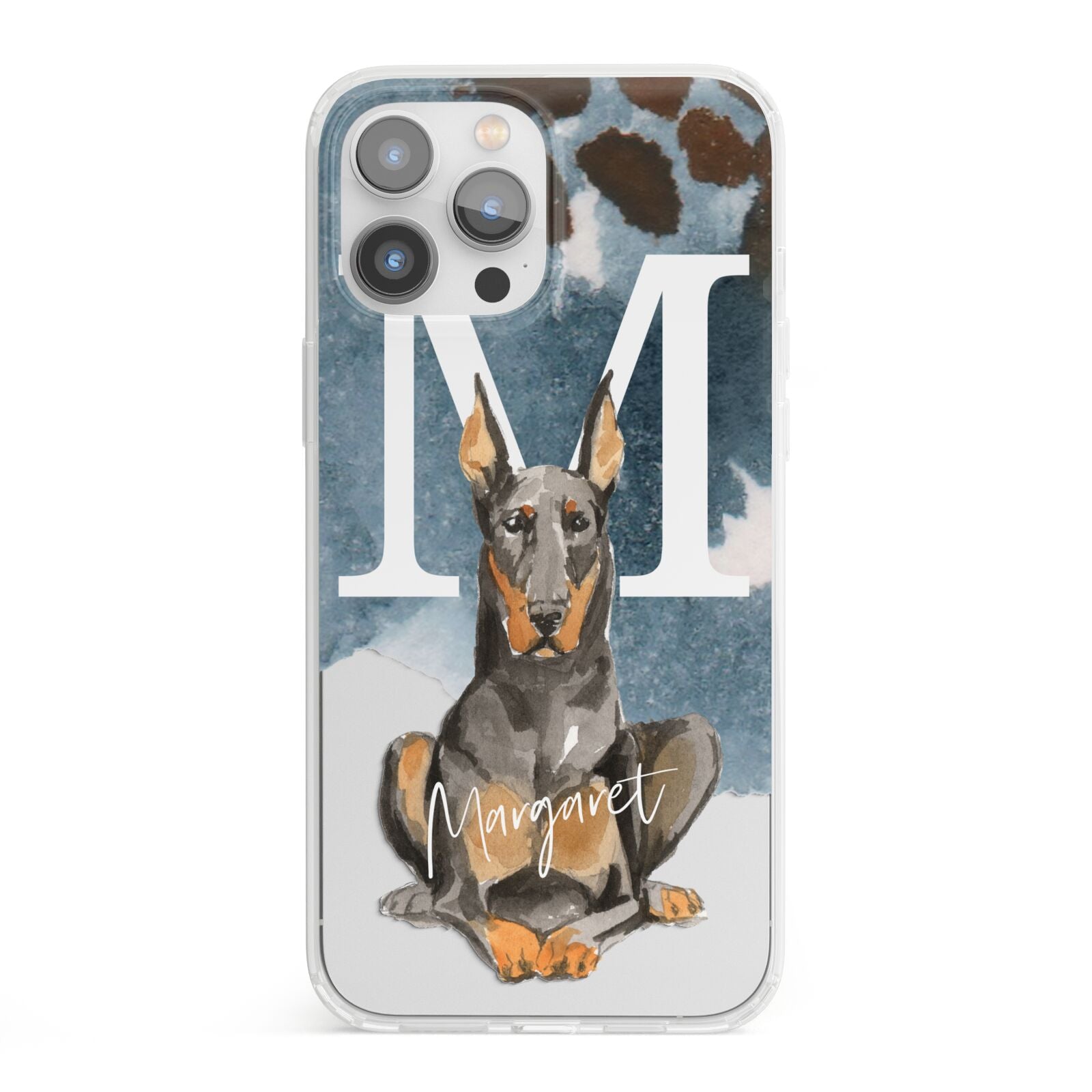Personalised Doberman Dog iPhone 13 Pro Max Clear Bumper Case