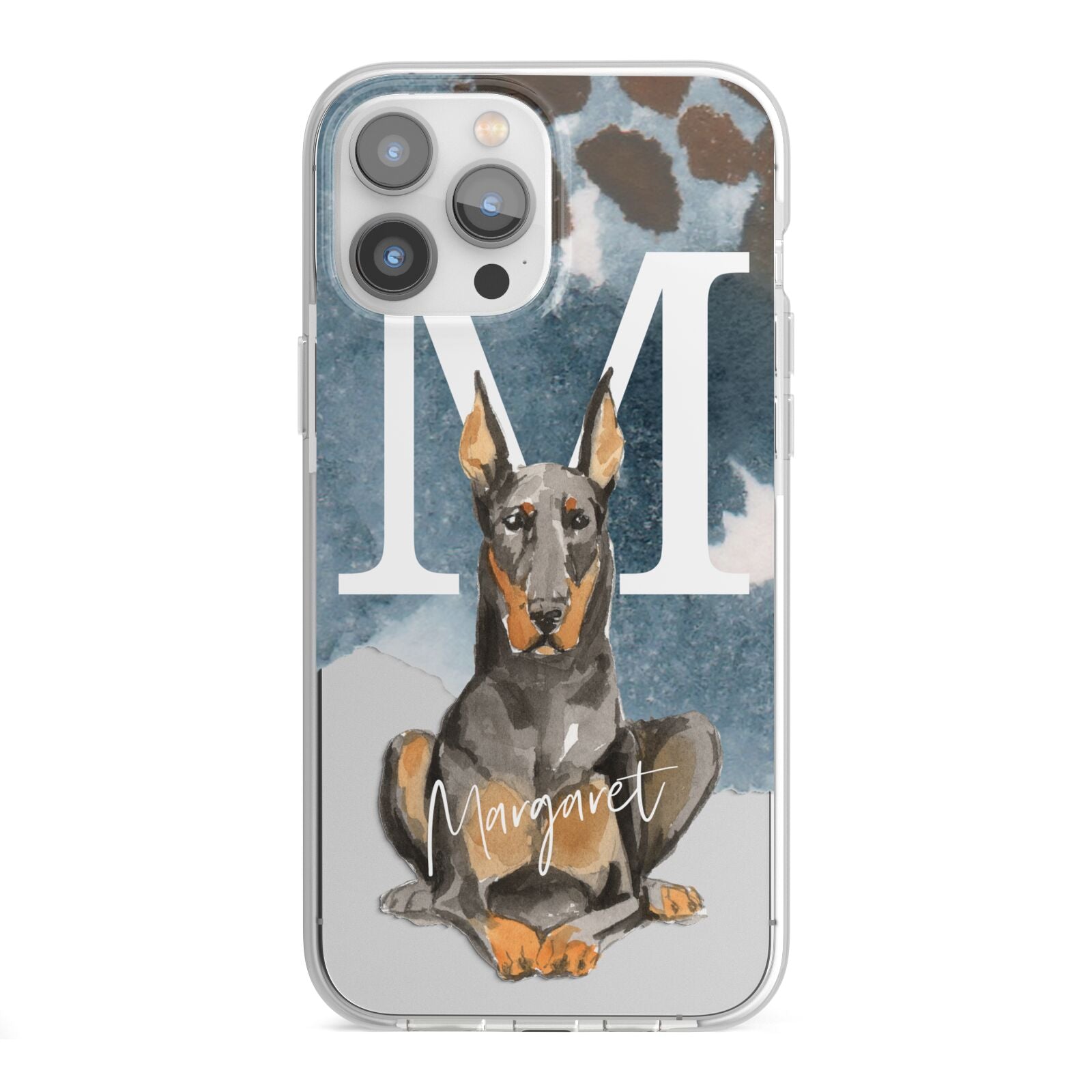 Personalised Doberman Dog iPhone 13 Pro Max TPU Impact Case with White Edges