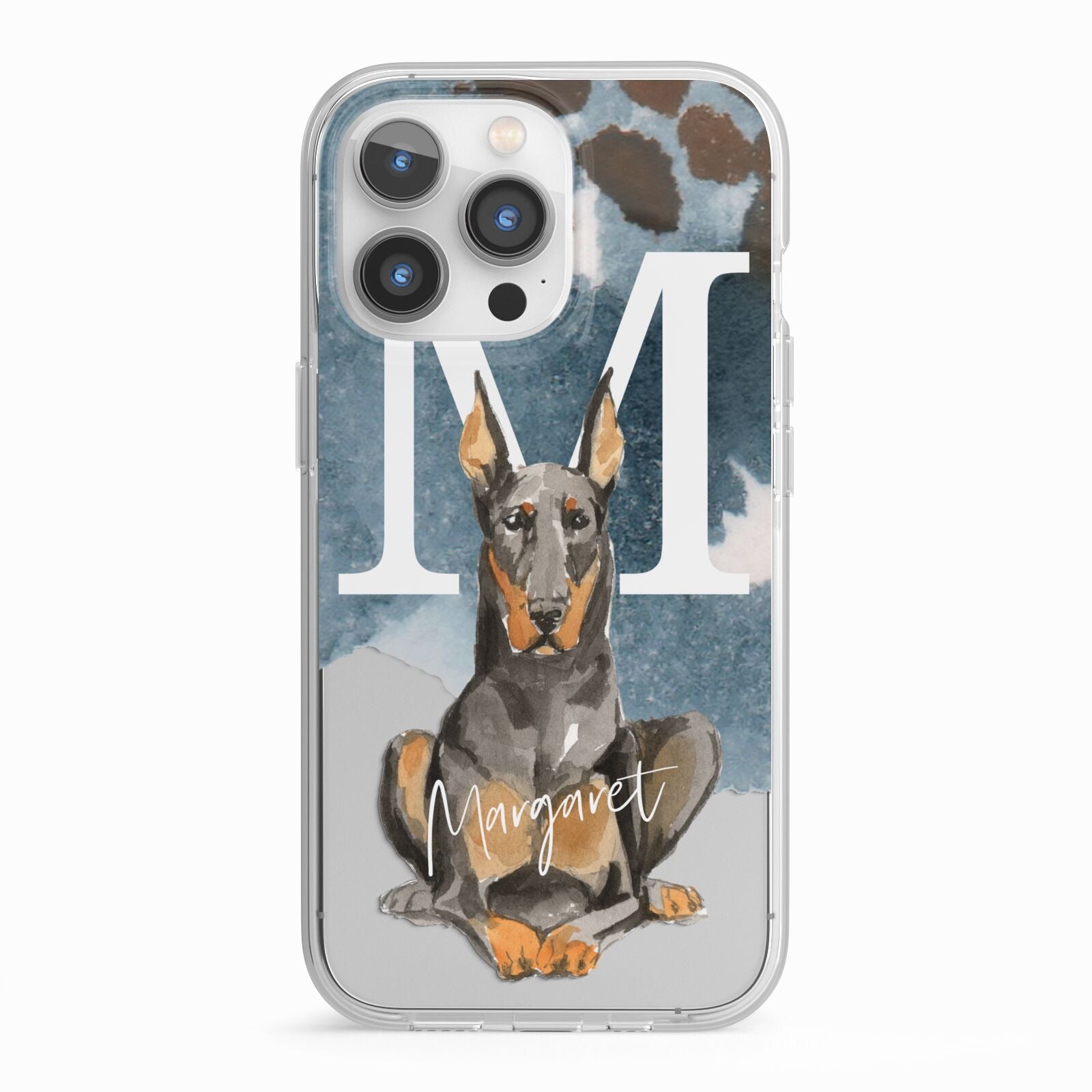 Personalised Doberman Dog iPhone 13 Pro TPU Impact Case with White Edges
