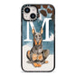 Personalised Doberman Dog iPhone 14 Black Impact Case on Silver phone