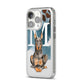 Personalised Doberman Dog iPhone 14 Pro Clear Tough Case Silver Angled Image