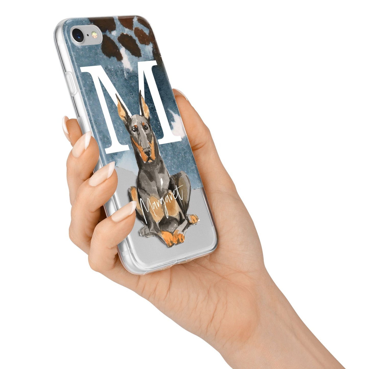 Personalised Doberman Dog iPhone 7 Bumper Case on Silver iPhone Alternative Image