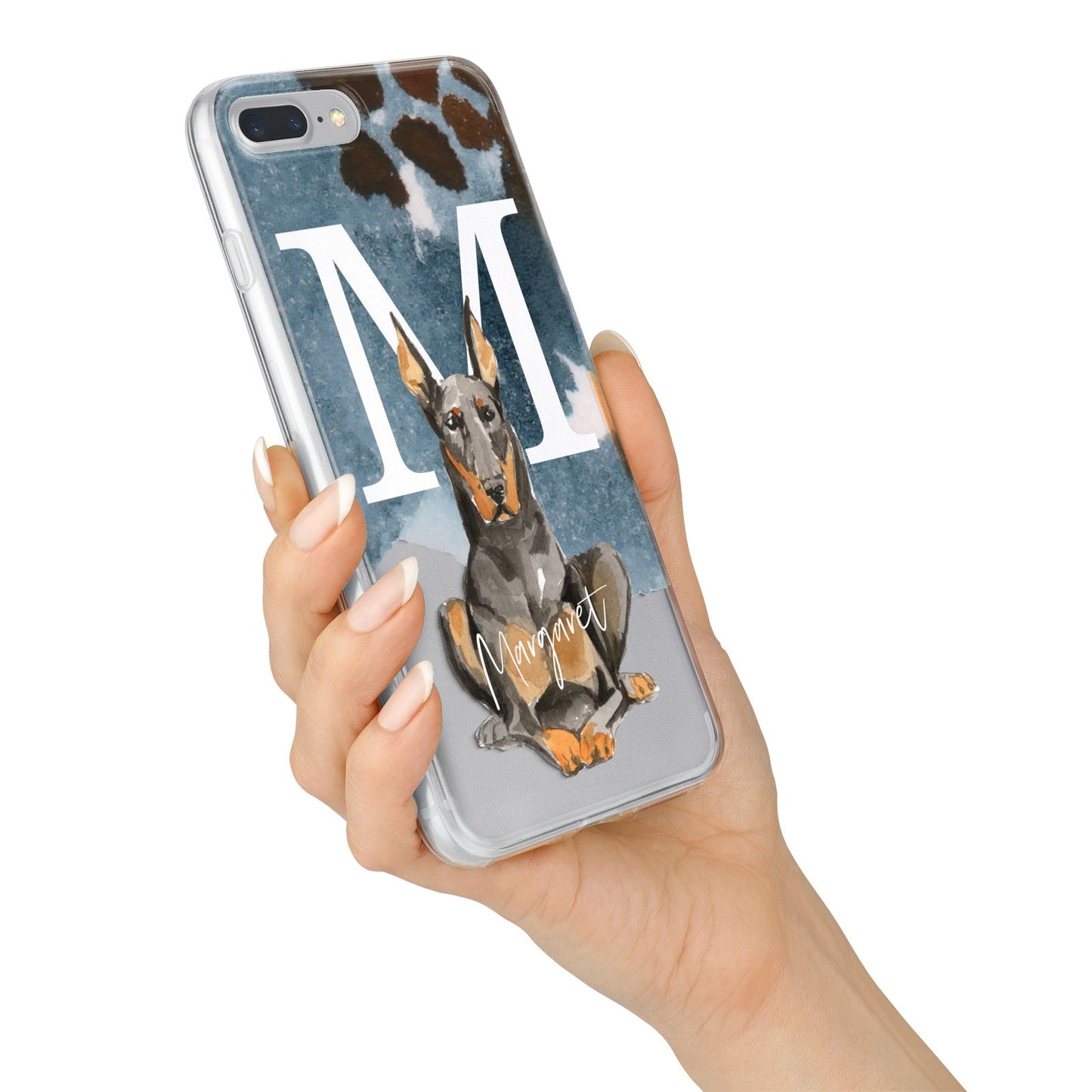 Personalised Doberman Dog iPhone 7 Plus Bumper Case on Silver iPhone Alternative Image