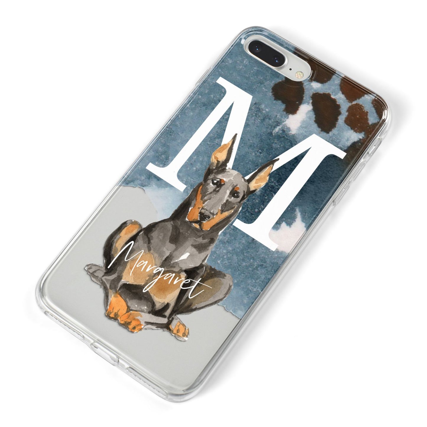 Personalised Doberman Dog iPhone 8 Plus Bumper Case on Silver iPhone Alternative Image