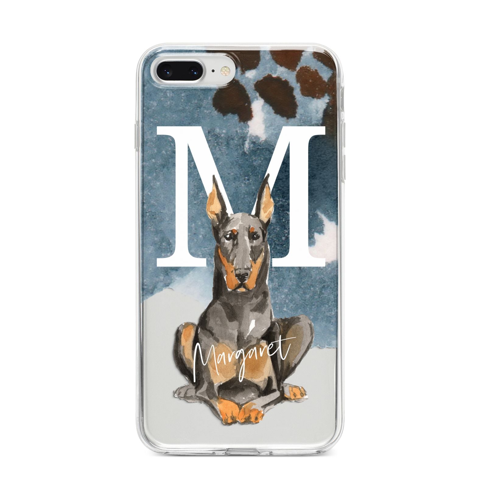 Personalised Doberman Dog iPhone 8 Plus Bumper Case on Silver iPhone