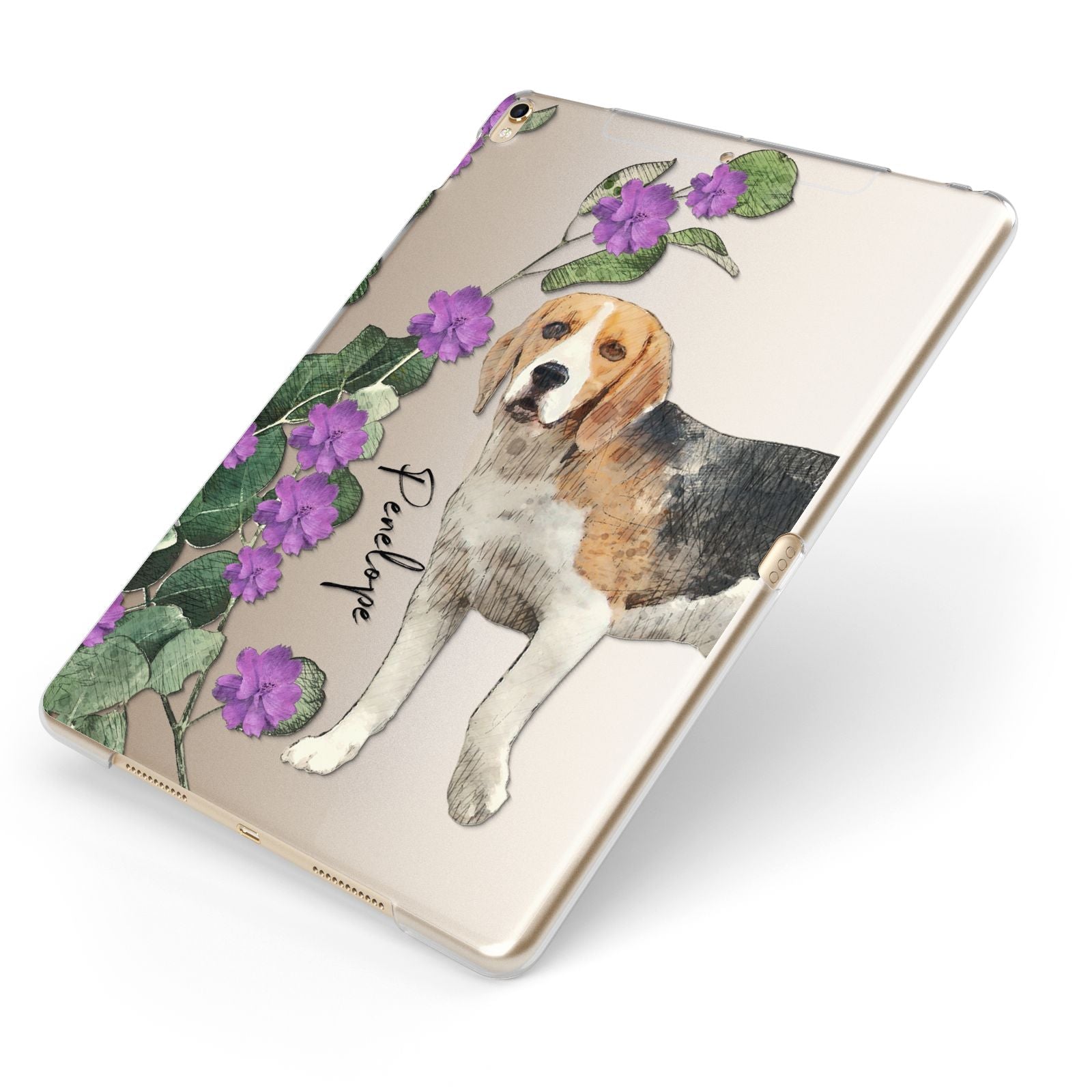 Personalised Dog Apple iPad Case on Gold iPad Side View