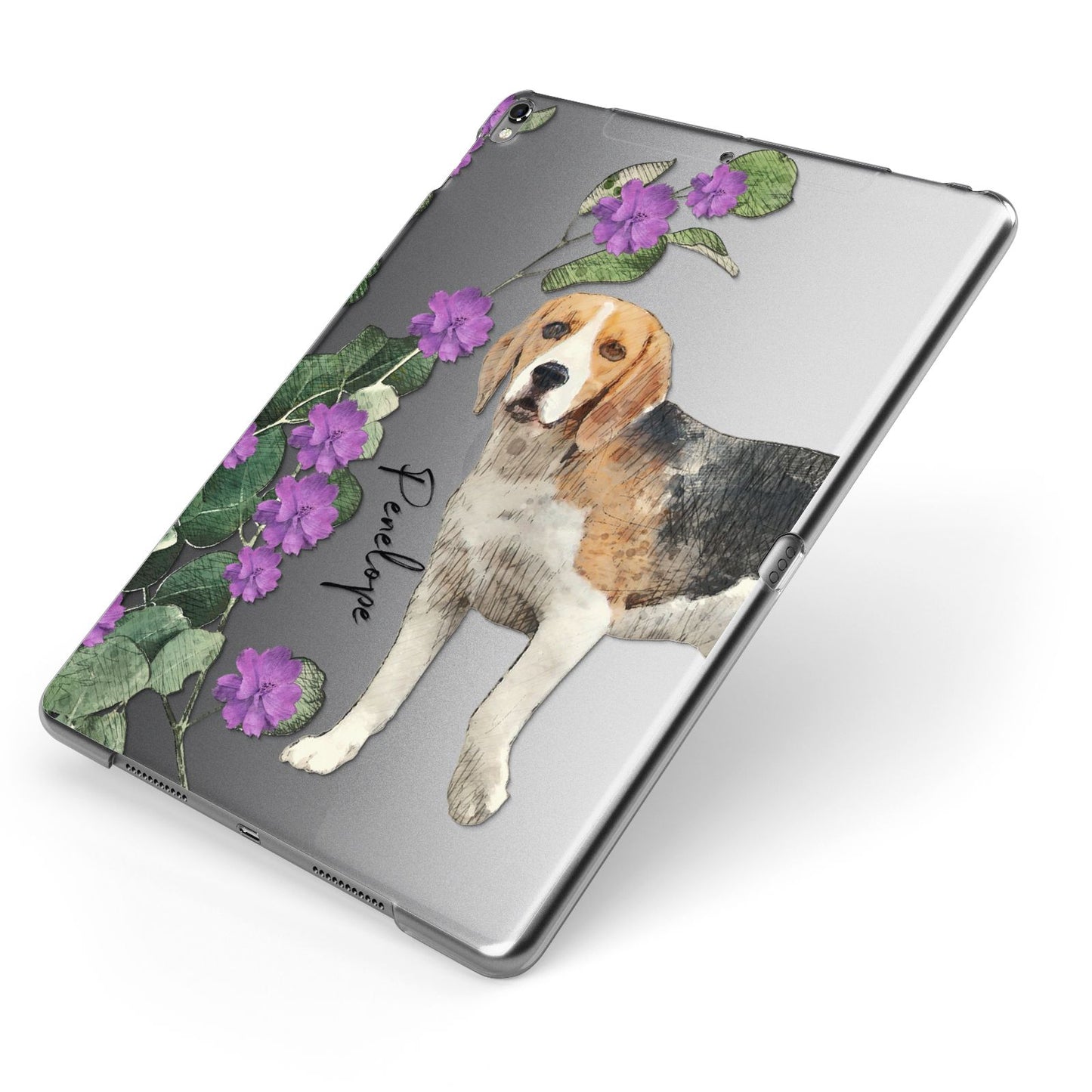 Personalised Dog Apple iPad Case on Grey iPad Side View