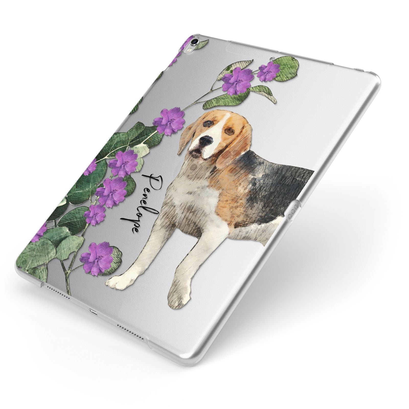 Personalised Dog Apple iPad Case on Silver iPad Side View