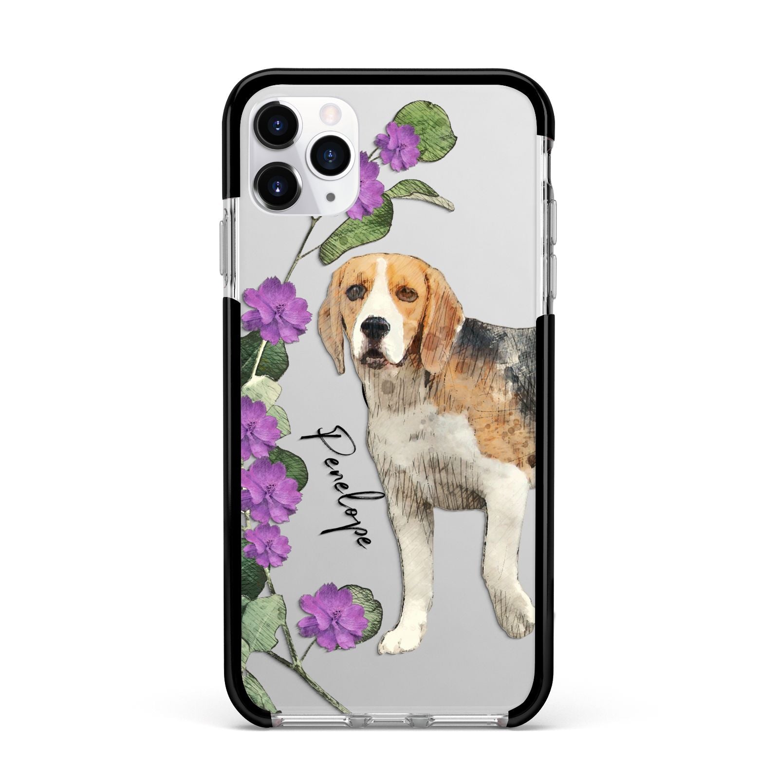 Personalised Dog Apple iPhone 11 Pro Max in Silver with Black Impact Case