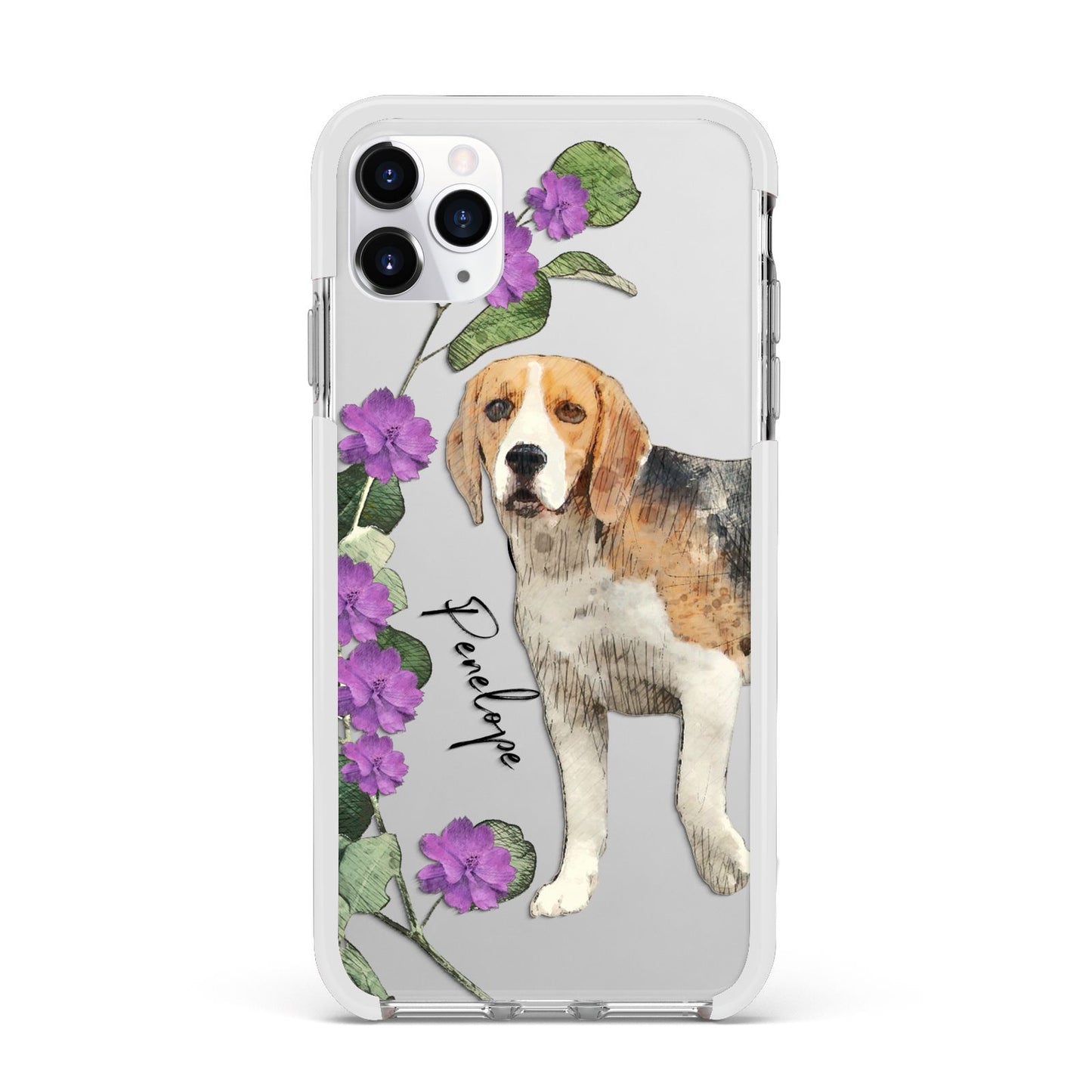 Personalised Dog Apple iPhone 11 Pro Max in Silver with White Impact Case